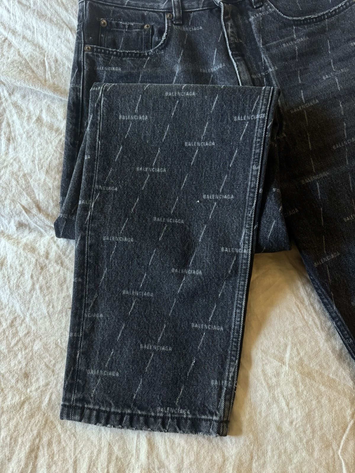 Balenciaga Balenciaga Allover Logo Denim Jeans Size US 30 / EU 46 - 4 Thumbnail