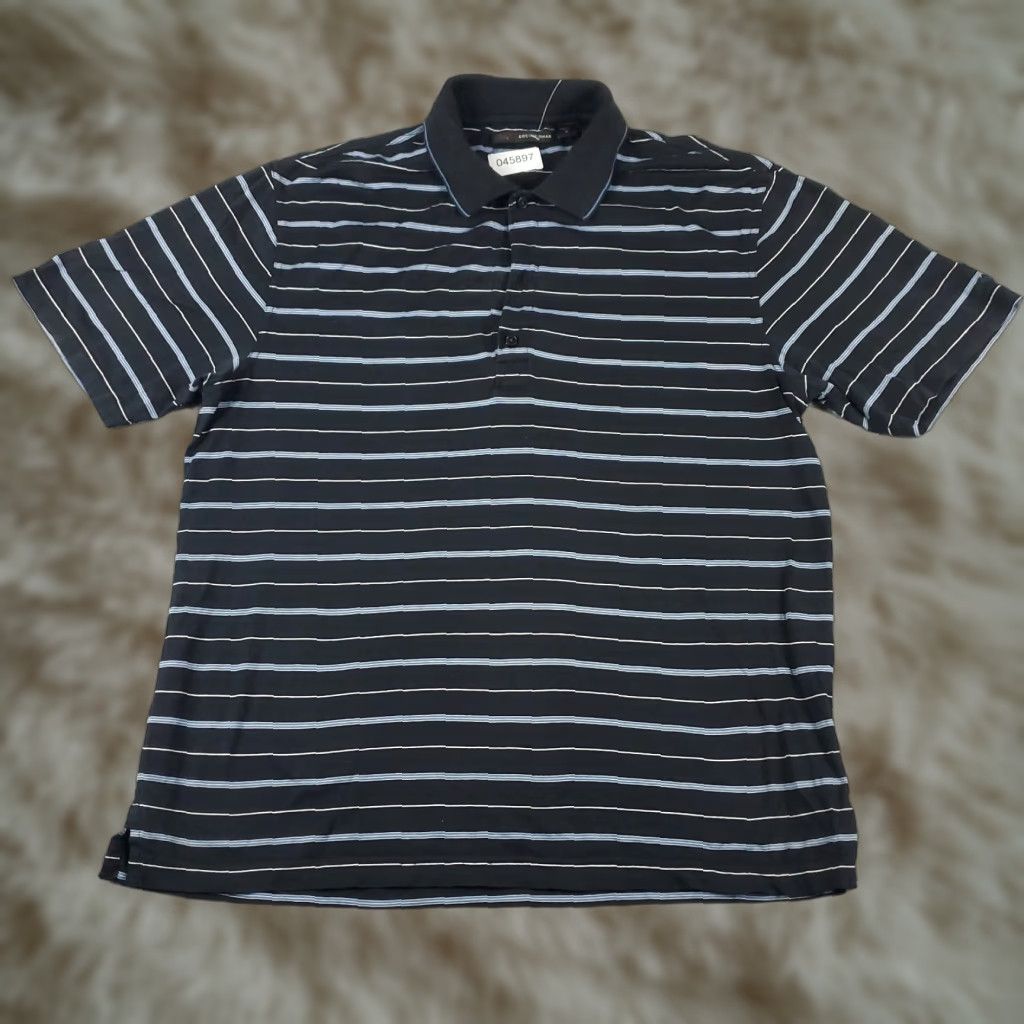 Vintage Greg Norman Polo Shirt Men's Medium Blue Striped Cotton Short Sleeve Button-Down Casual Sports Mens Size US M / EU 48-50 / 2 - 1 Thumbnail