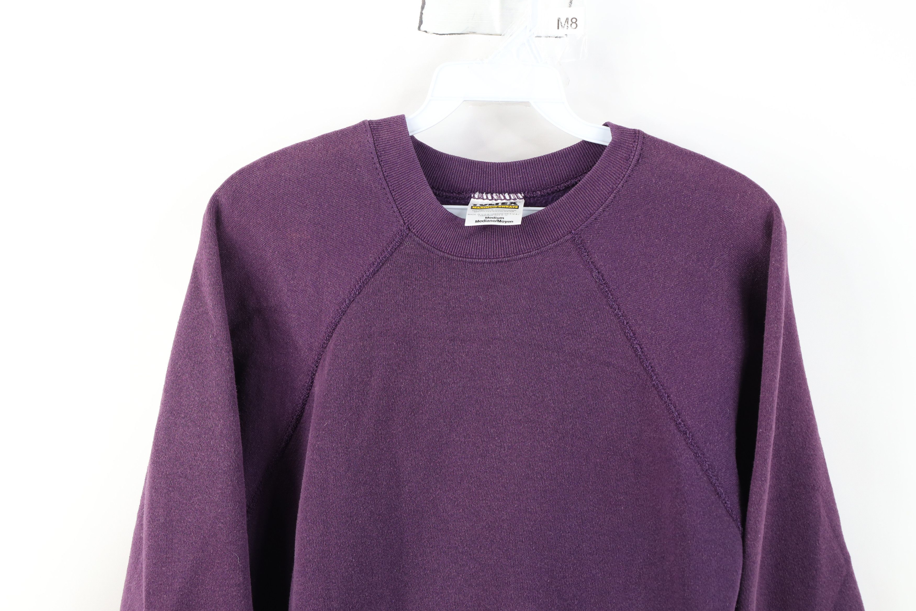 Vintage Vintage 90s Streetwear Blank Crewneck Sweatshirt Purple USA Size M / US 6-8 / IT 42-44 - 2 Thumbnail
