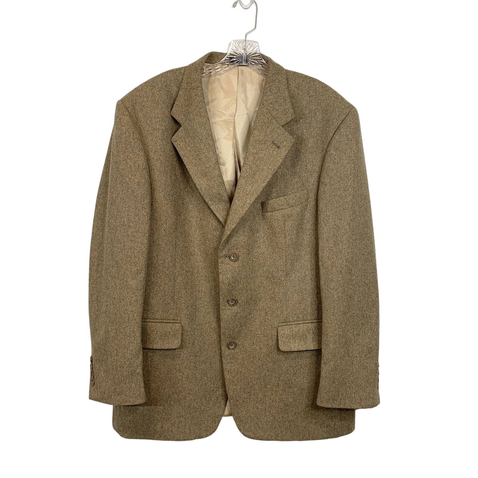 Oscar De La Renta Oscar De La Renta Wool Cashmere Blazer Tan Neutral Academia Size 44R - 9 Thumbnail