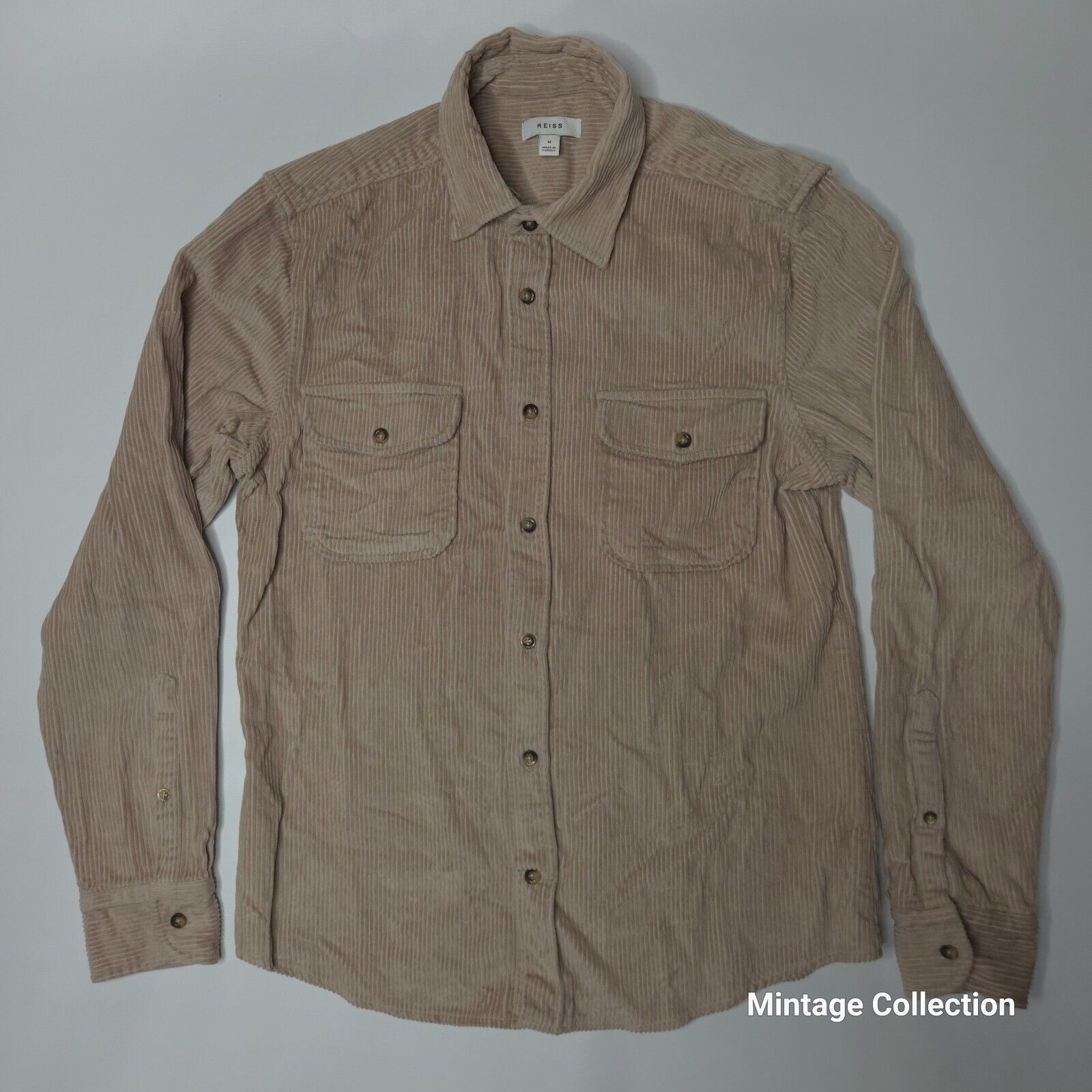 Reiss REISS Bonucci Corduroy Twin Pocket Beige Long sleeve Shirt M Size US M / EU 48-50 / 2 - 2 Thumbnail