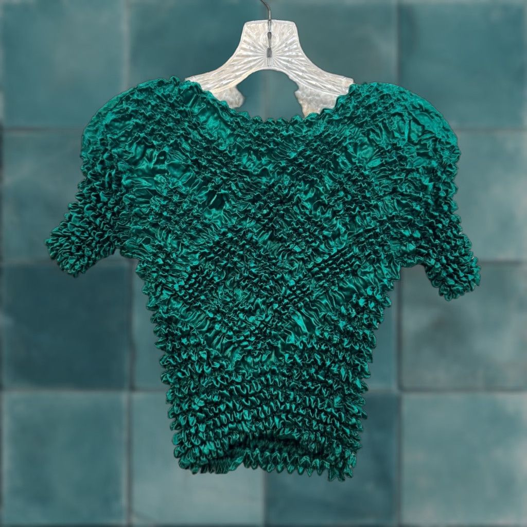Vintage VINTAGE Y2K Popcorn Shirt Top Green Bubble Crinkle Scrunch Medium Large XL M Womens Size M / US 6-8 / IT 42-44 - 1 Thumbnail
