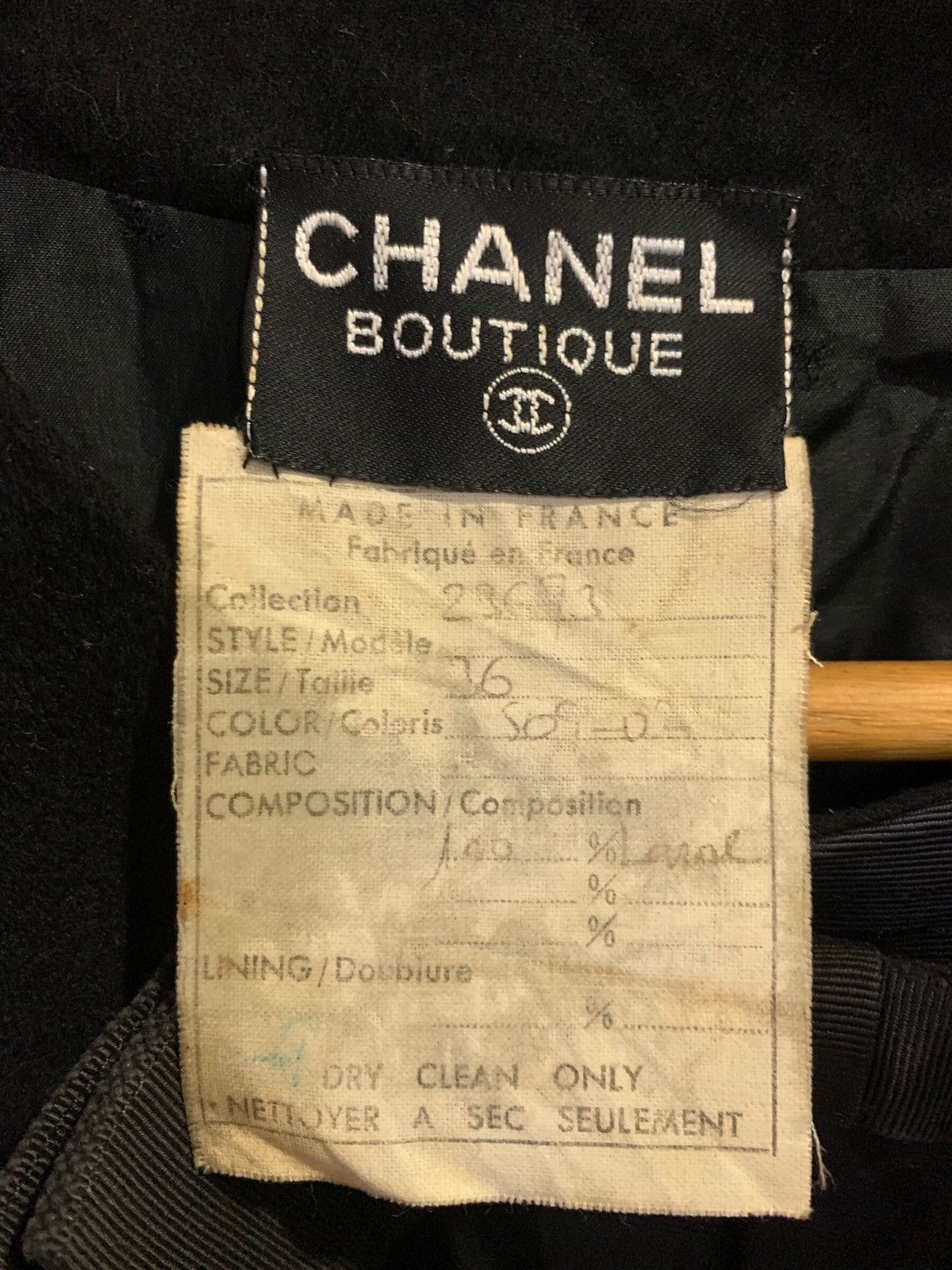 Chanel Chanel Boutique 80s Classic Black Wool Bow Dress Size S / US 4 / IT 40 - 10 Thumbnail