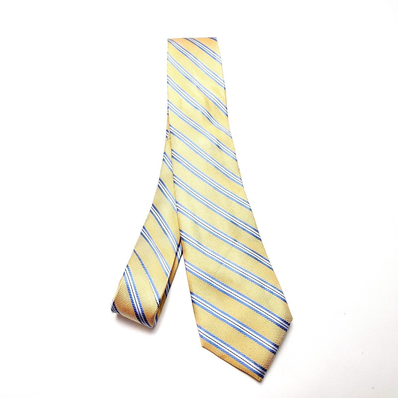 Jos. A. Bank Jos A Bank Yellow Silk Tie Woven Regimental Striped Size ONE SIZE - 6 Thumbnail