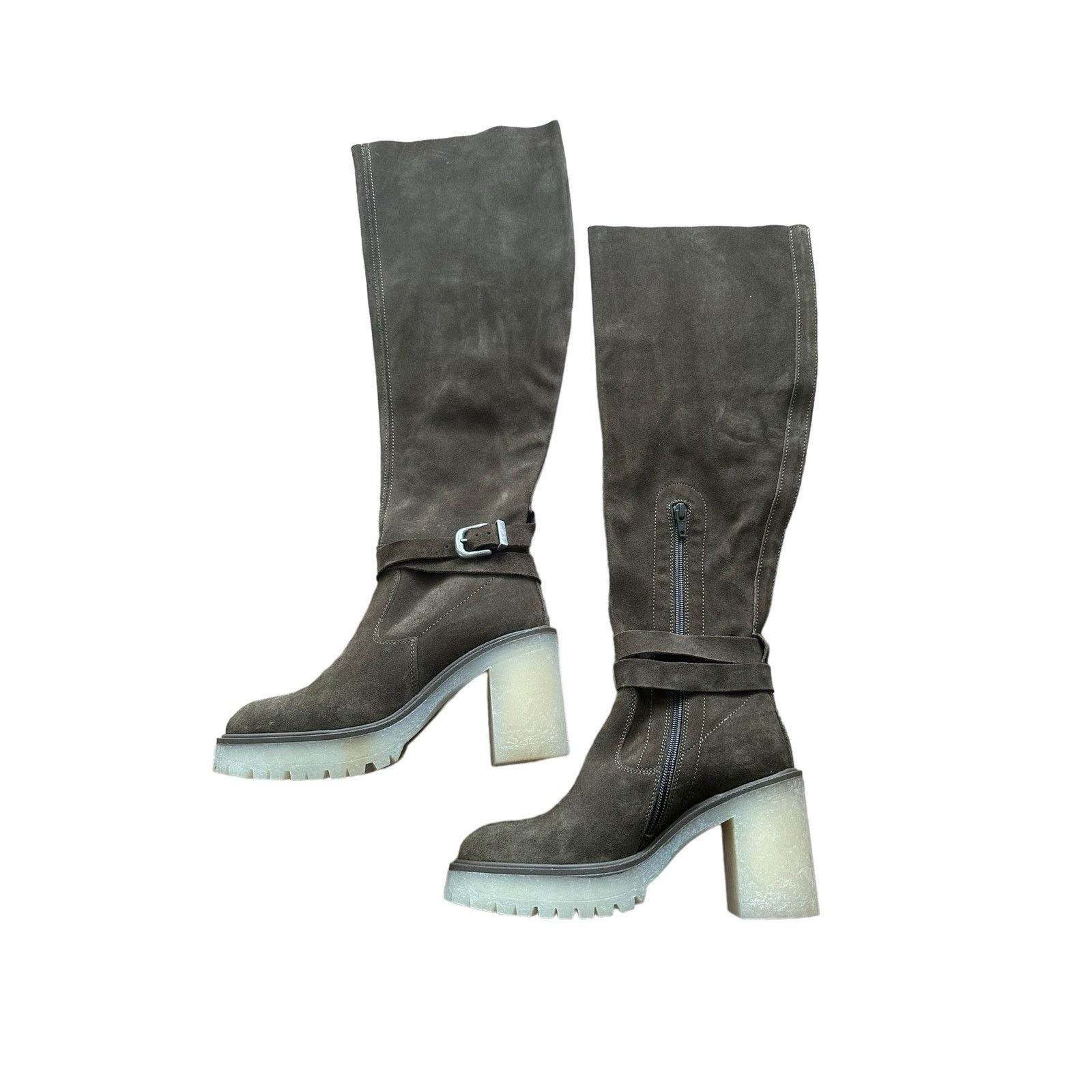 Free People Over The Knee High Rinsed Olive Green Buckle Detail Boot 6.5 Size US 6.5 / IT 36.5 - 6 Thumbnail