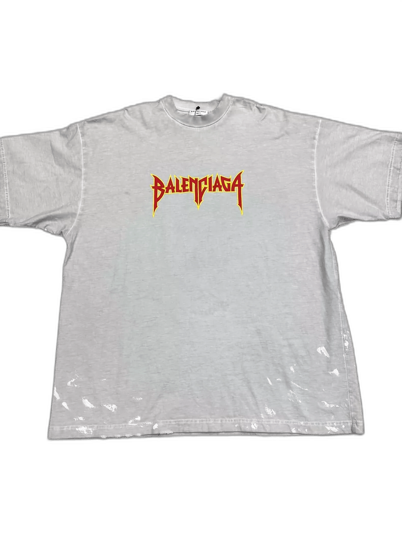 Balenciaga Balenciaga Paint Splatter Logo Short Sleeve Tee Size US M / EU 48-50 / 2 - 1 Thumbnail