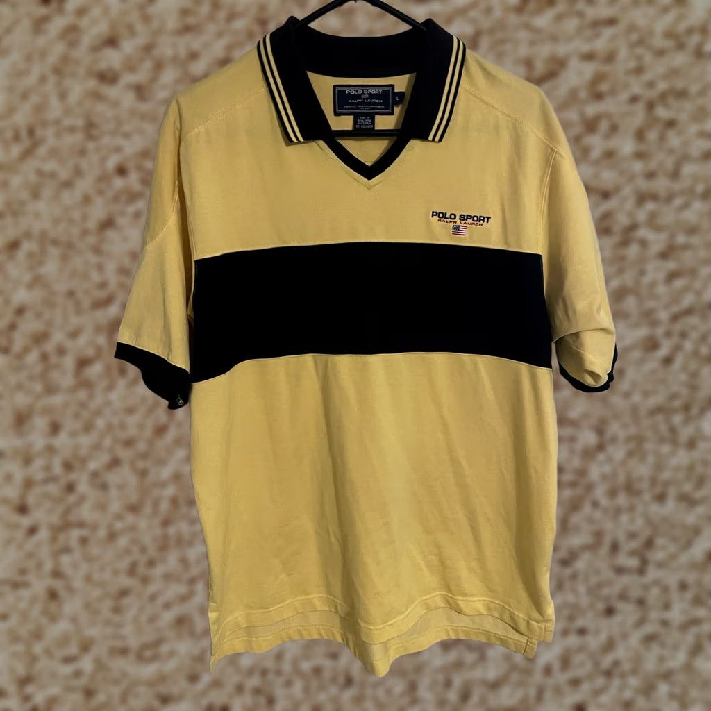 Vintage VINTAGE Polo Sport Ralph Lauren Yellow Black Collared Shirt Men's Large Sports Size US L / EU 52-54 / 3 - 1 Thumbnail