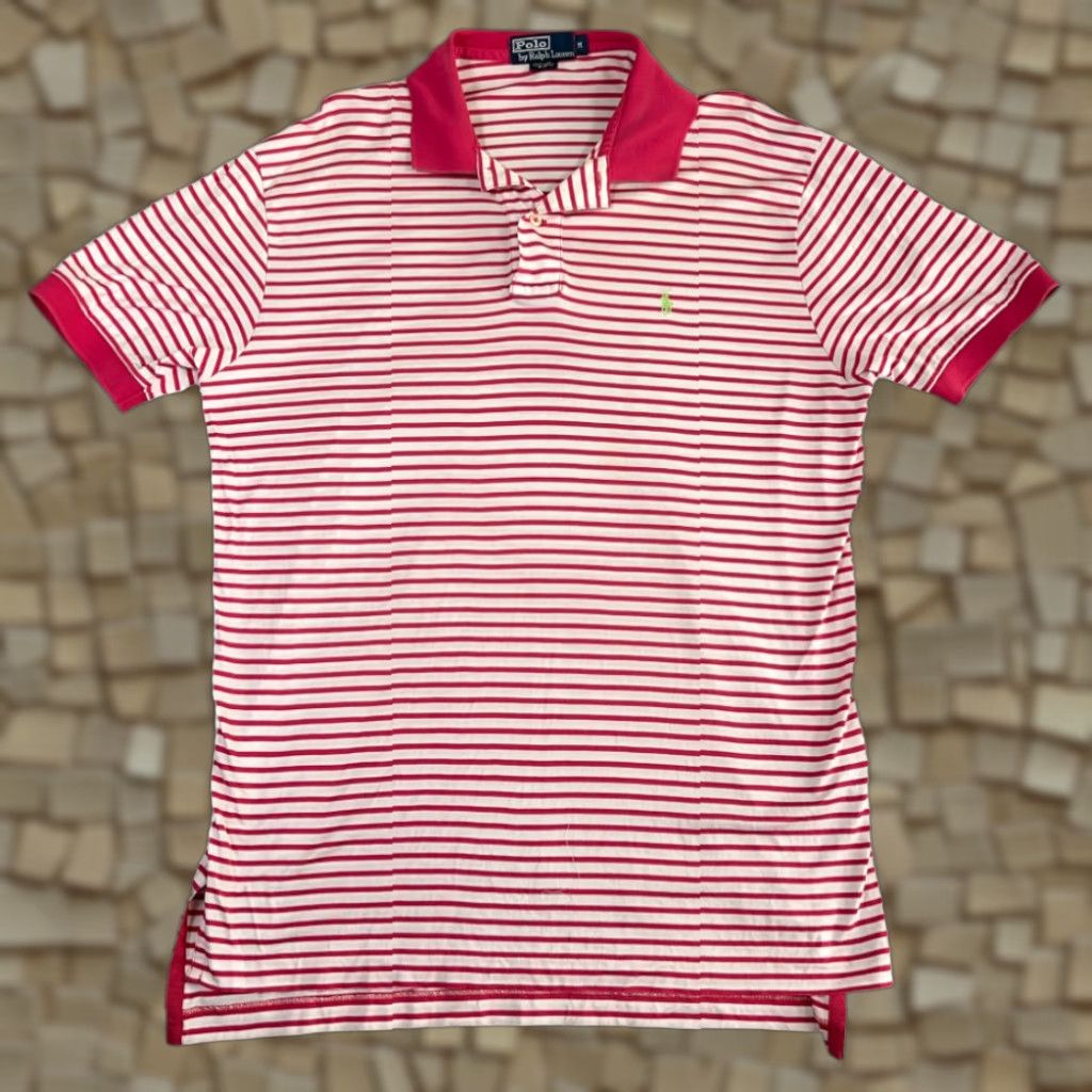 Polo Ralph Lauren VINTAGE Polo Ralph Lauren Shirt Polo Ralph Lauren Shirt Adult MEDIUM Pink White Stripe Small Pony 90s Mens Size US M / EU 48-50 / 2 - 1 Thumbnail