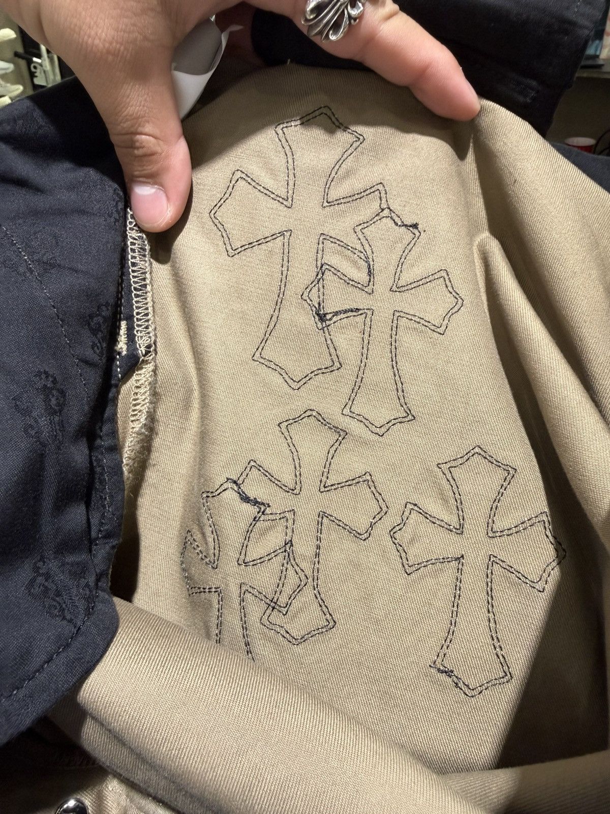 Chrome Hearts Chrome Hearts Black Camo Checker Cross Patch Tan Chino Pants Size US 34 / EU 50 - 9 Thumbnail