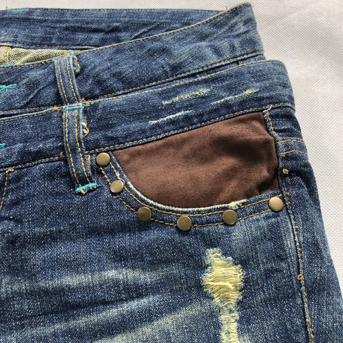 20471120 Double Waist Claw mark Flare Distressed Denim Pant Size US 29 - 9 Thumbnail