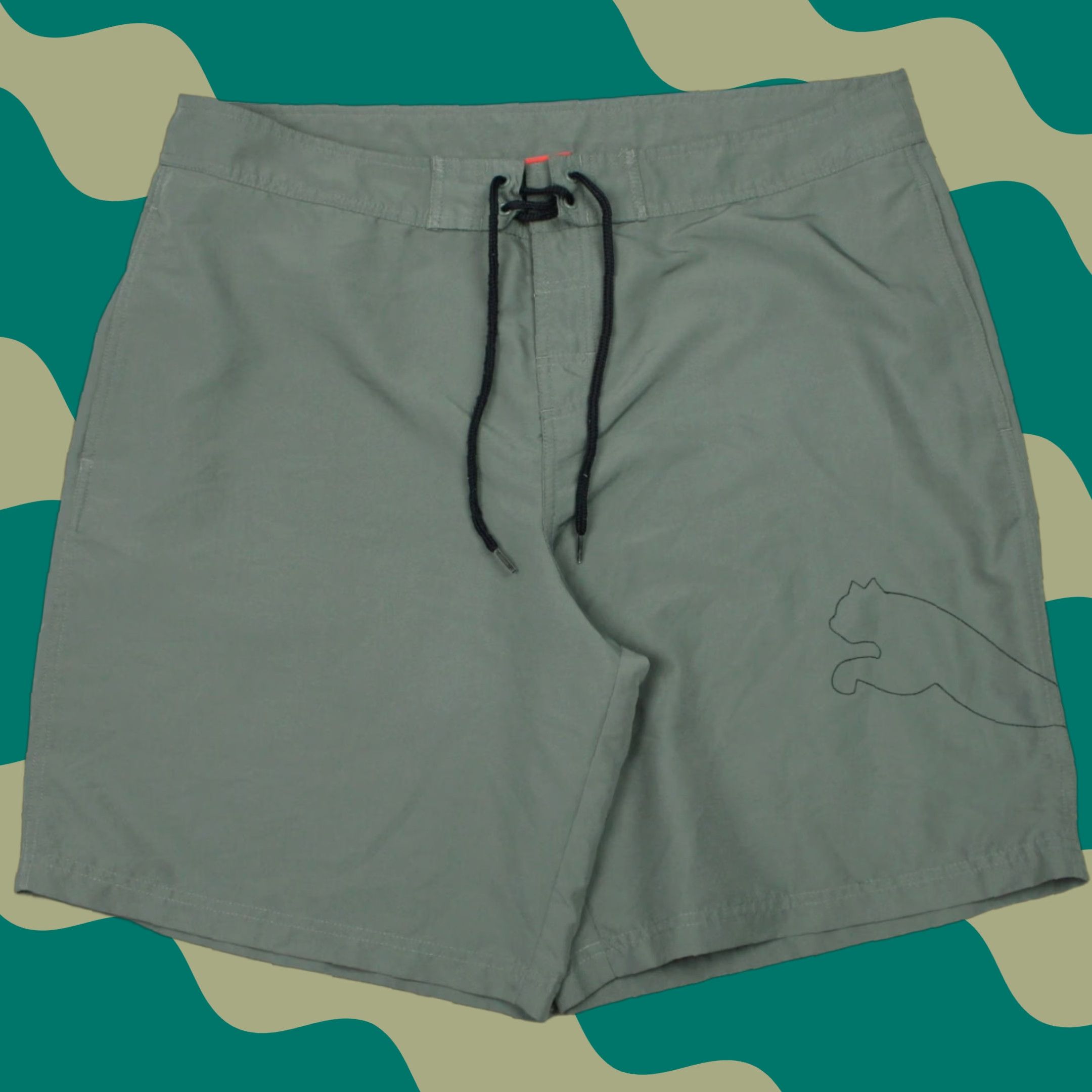 Puma PUMA Board Shorts Mens XL 100% Polyester Green Beach Surfing Logo Drawstring Men's XL Bathing Swim Suit Trunks Size US 36 / EU 52 - 1 Thumbnail