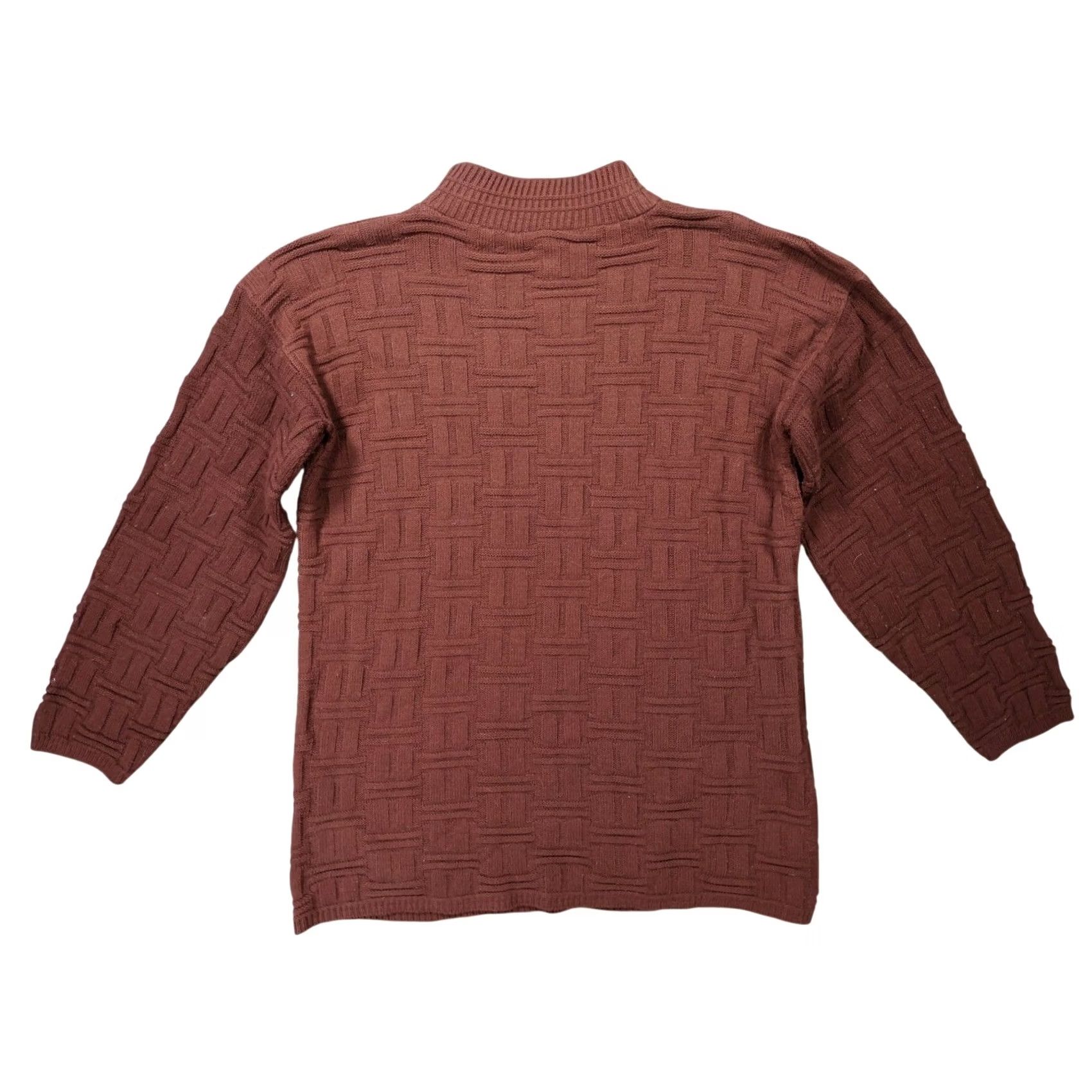 Basic Editions VINTAGE Basic Editions Sweater Mens Large Brown Excellent Basketweave Mock Neck Sweater Size US L / EU 52-54 / 3 - 2 Thumbnail