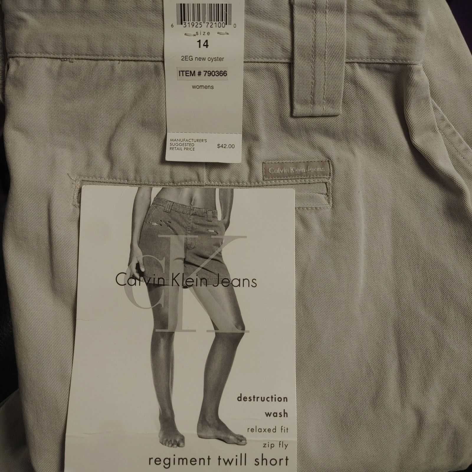 Calvin Klein Clavin Klien Jeans Women's 14 Beige Denim Shorts Size 36" / US 14 / IT 50 - 4 Thumbnail