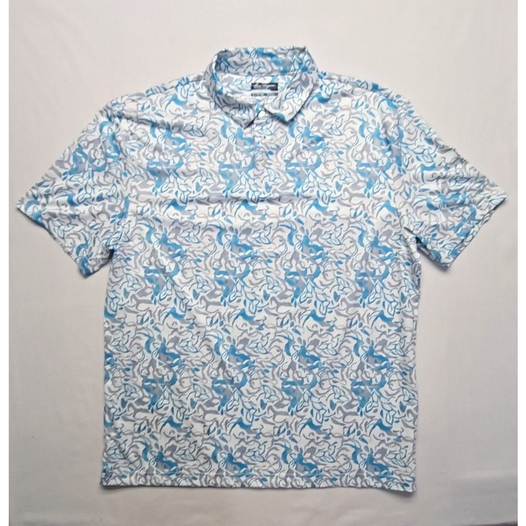 Hogan Ben Hogan Performance Polo XL Blue Gray Abstract Print Shirt Size US XL / EU 56 / 4 - 1 Thumbnail