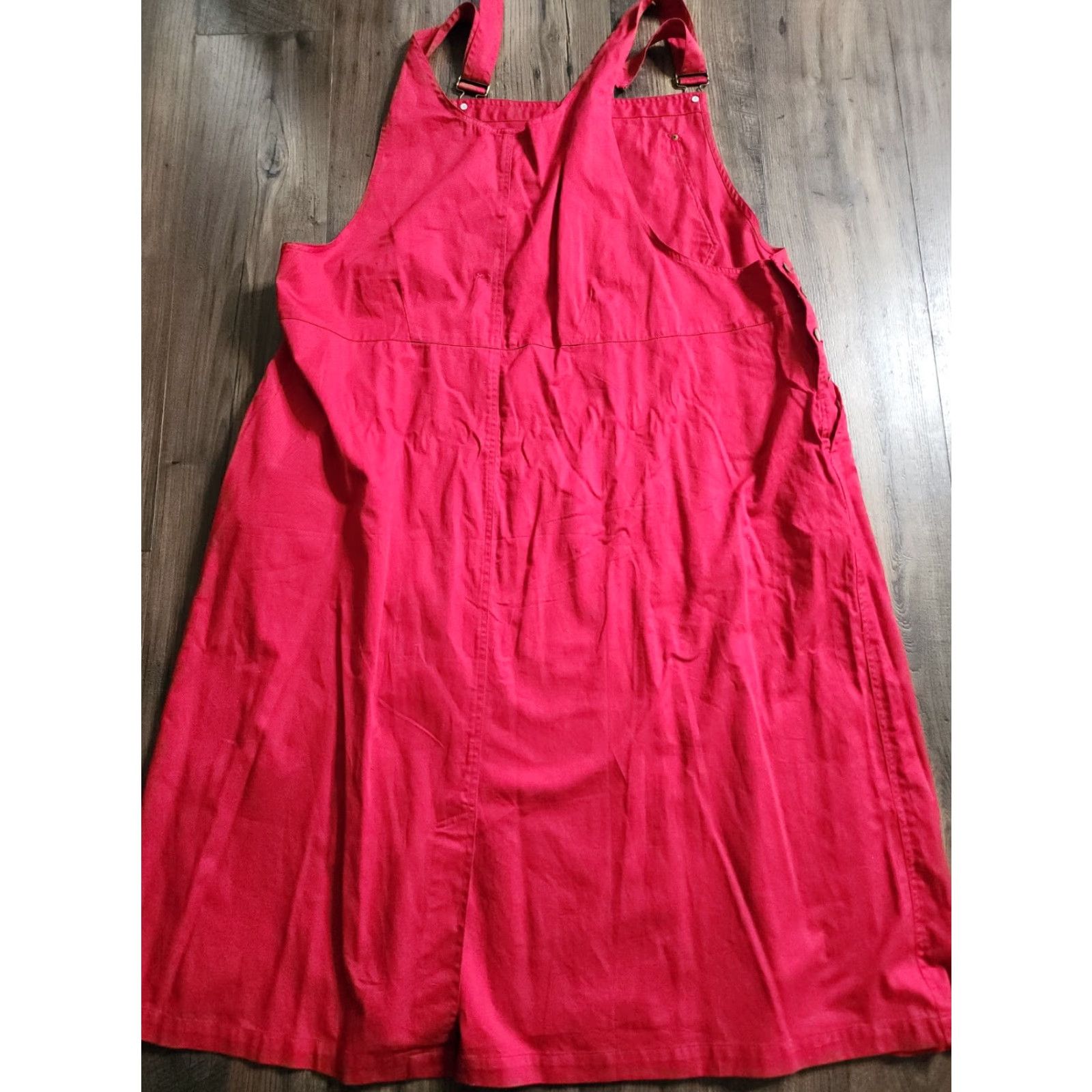 Vintage VINTAGE Sasson Plus 24W Signature Bib Overalls Jumper Cotton Teacher Dress Red Size 4XL / US 24-26 - 3 Thumbnail