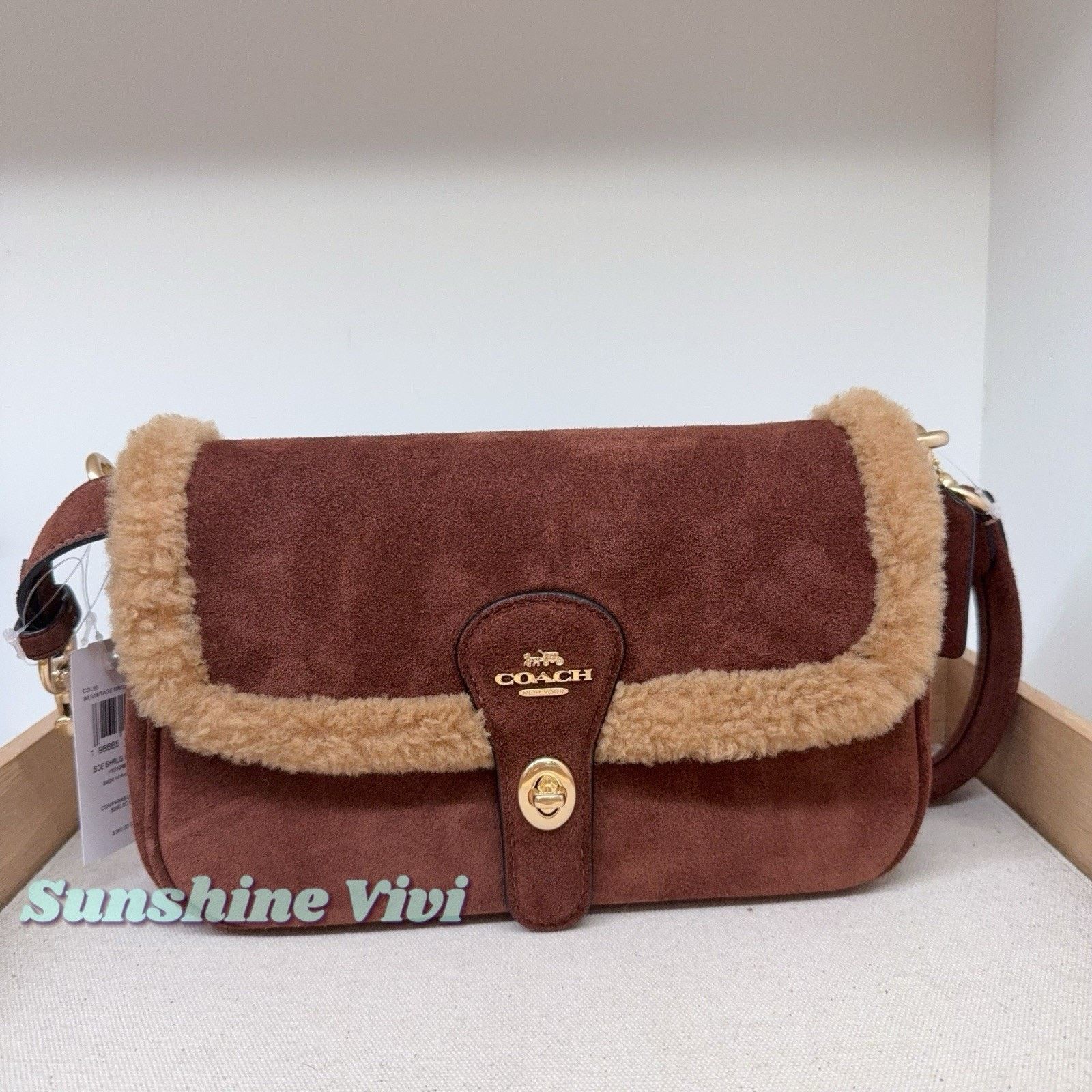 Coach NWT Coach Hadley Shoulder Bag CDL68 Suede Vintage Brown Size ONE SIZE - 1 Thumbnail