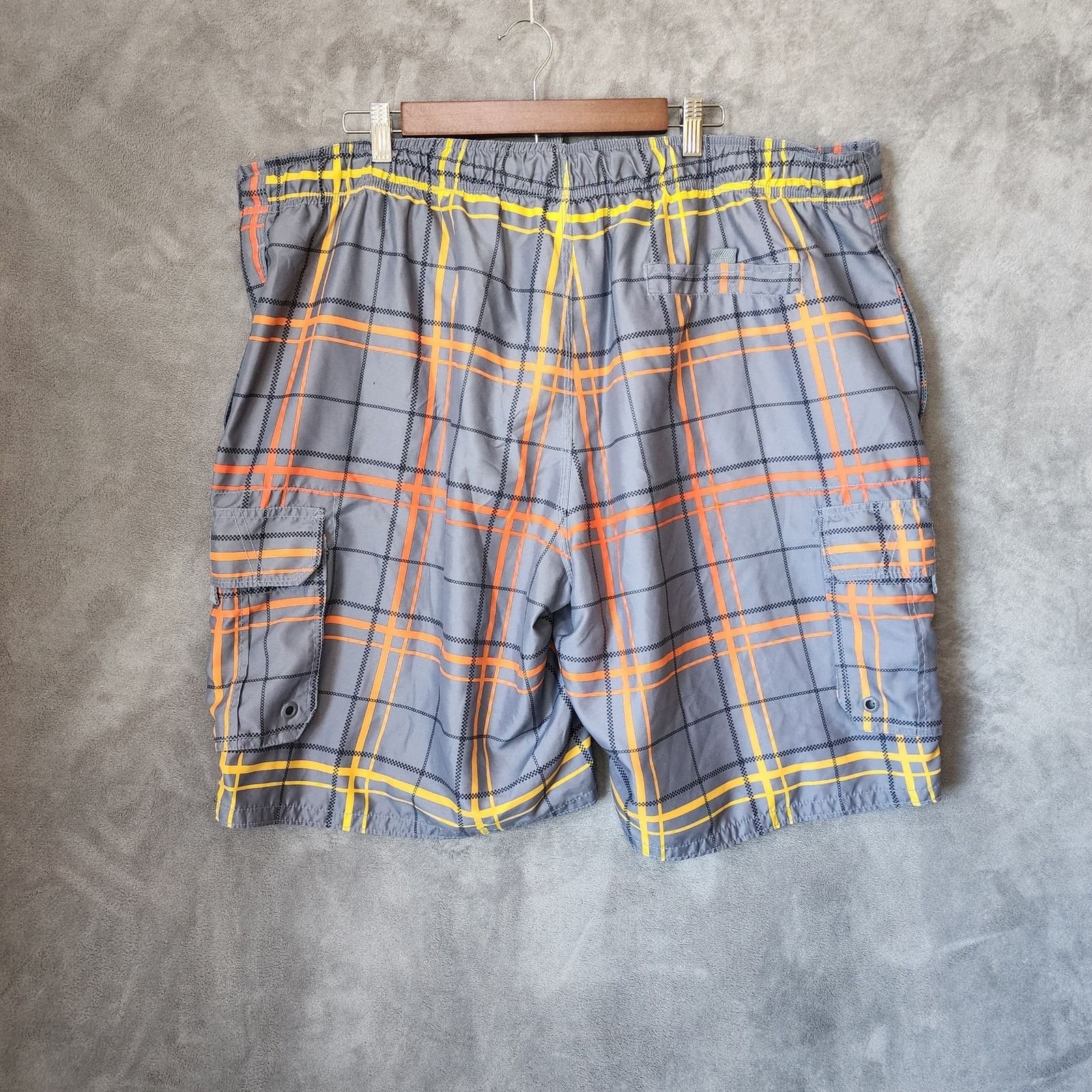 Ocean Pacific Ocean Pacific Men's 2XL Plaid Board Shorts Orange Gray Size US 44 / EU 60 - 2 Thumbnail