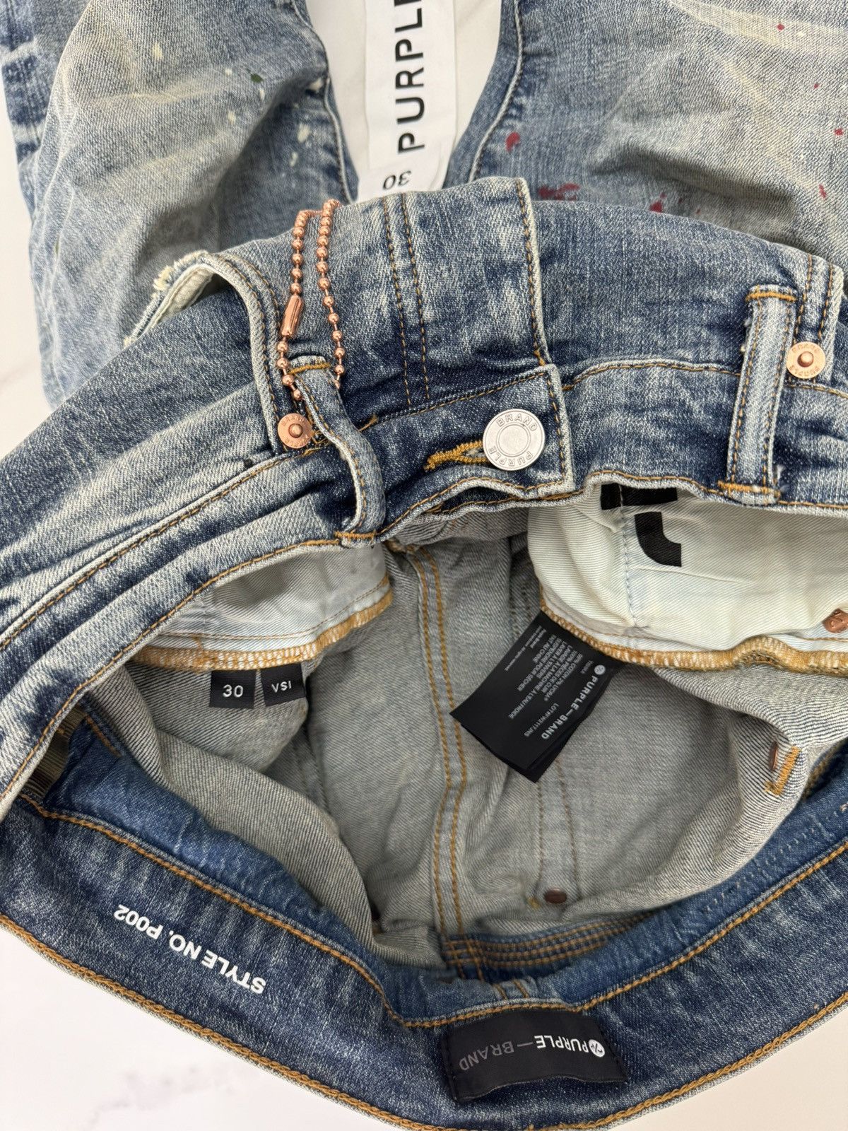 Purple P002 Vintage Spotted Indigo Size US 30 / EU 46 - 9 Thumbnail