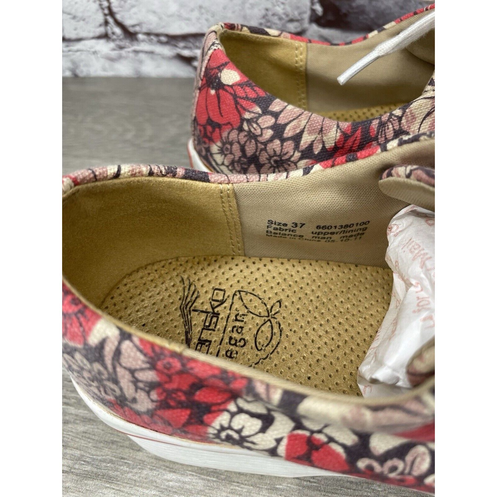 Other Dansko Veda Vegan Red Floral Lace Up Sneaker Clogs Shoes Wom Size US 6.5 / IT 36.5 - 6 Thumbnail