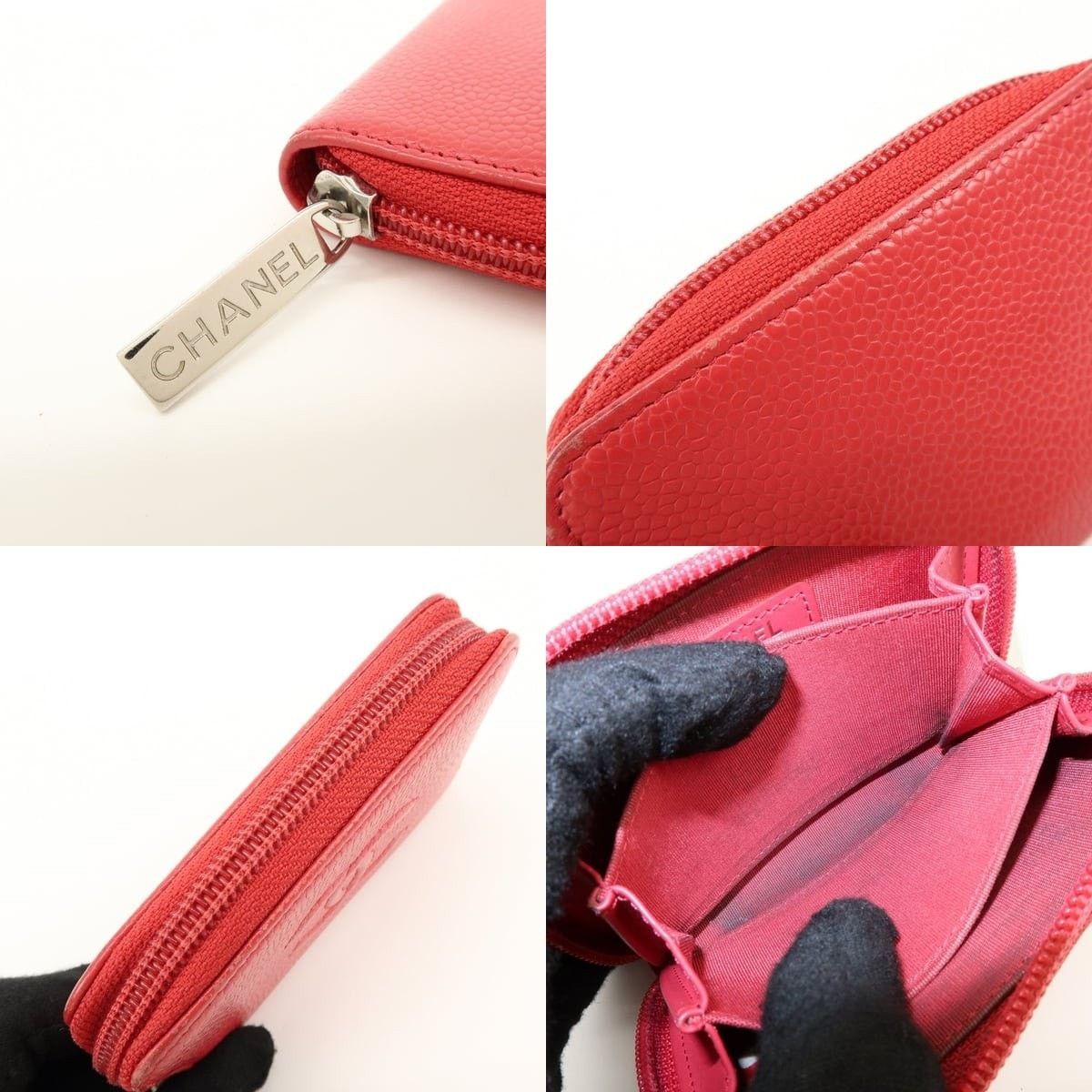 Chanel Chanel CC Logo Caviar Leather Coin Purse Red Size ONE SIZE - 6 Thumbnail