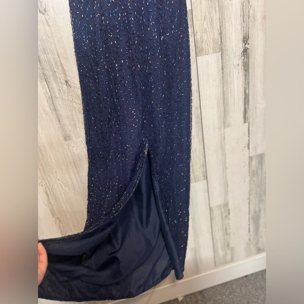 Other Navy Blue Beaded Embellished Maxi Dress Formal Evening Gown Size M / US 6-8 / IT 42-44 - 9 Thumbnail