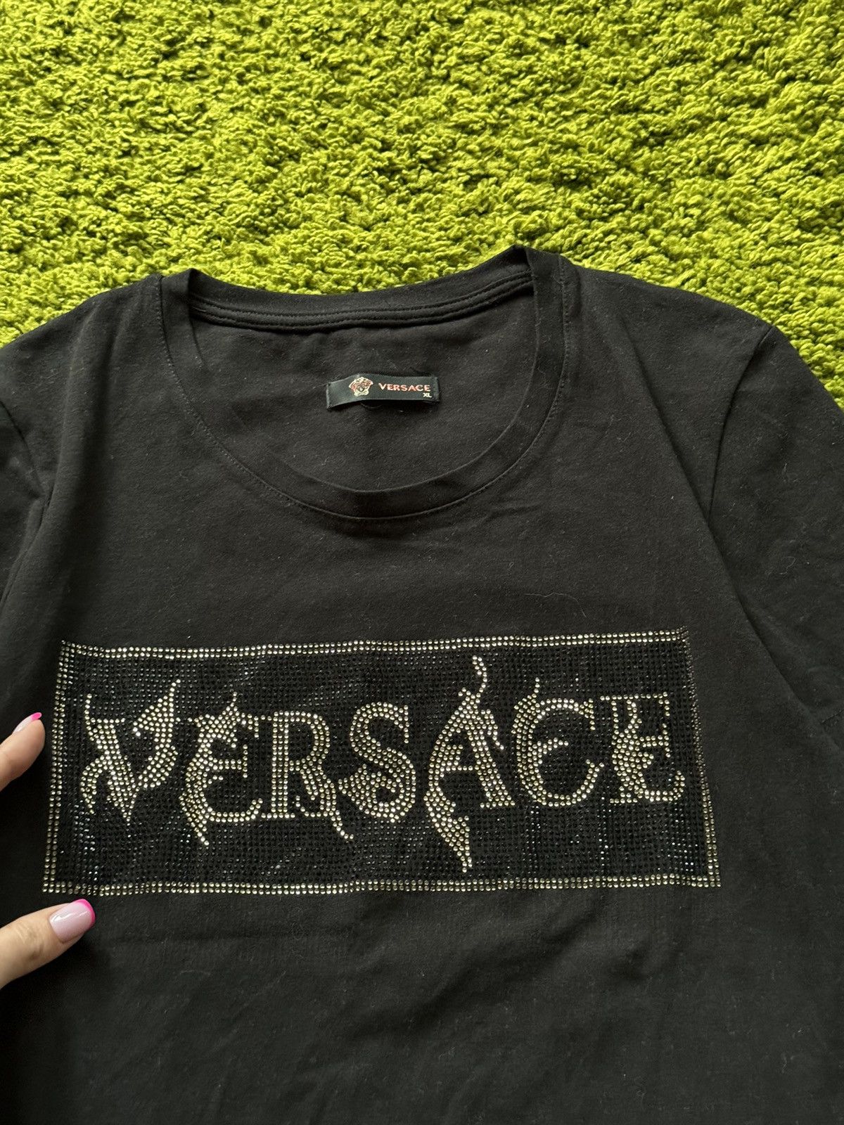 Designer × Versace × Versace Jeans Couture Versace rhinestones logo t-shirt Size XL / US 12-14 / IT 48-50 - 4 Thumbnail