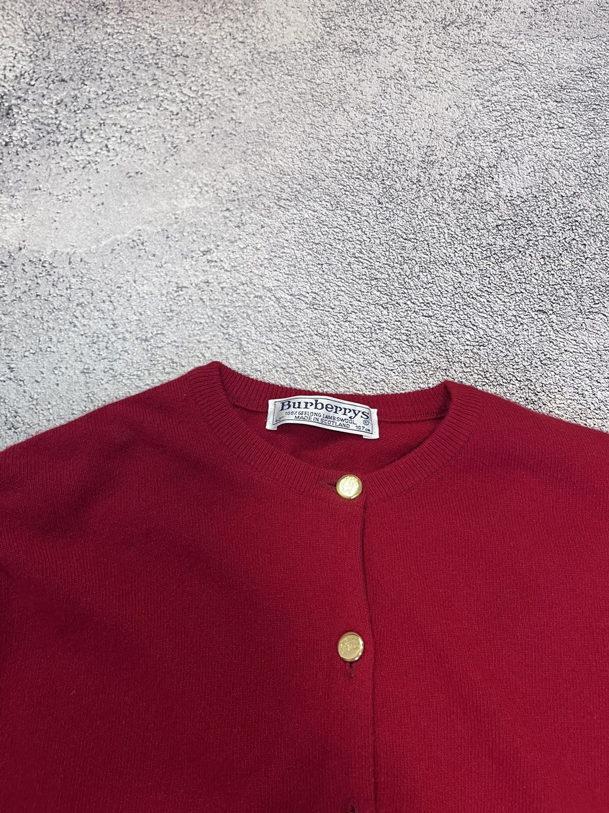 Burberry Burberrys Women Cardigan Red Wool Scotland Gold Logo Buttons Size L / US 10 / IT 46 - 5 Thumbnail