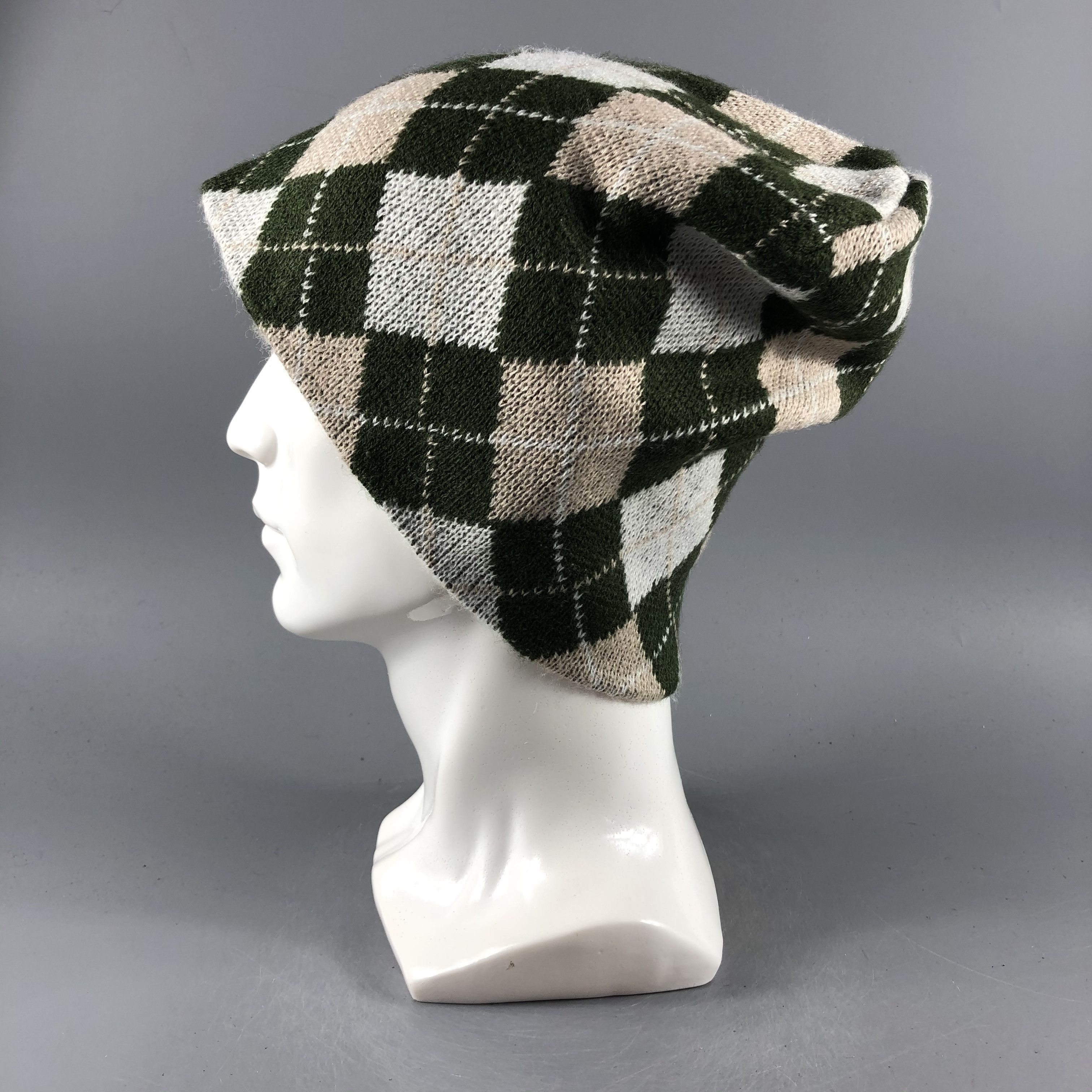 Japanese Brand × Vintage Unknown Checker Cuffless Beanie Snow Hat Snow Cap -D745 Size ONE SIZE - 1 Thumbnail