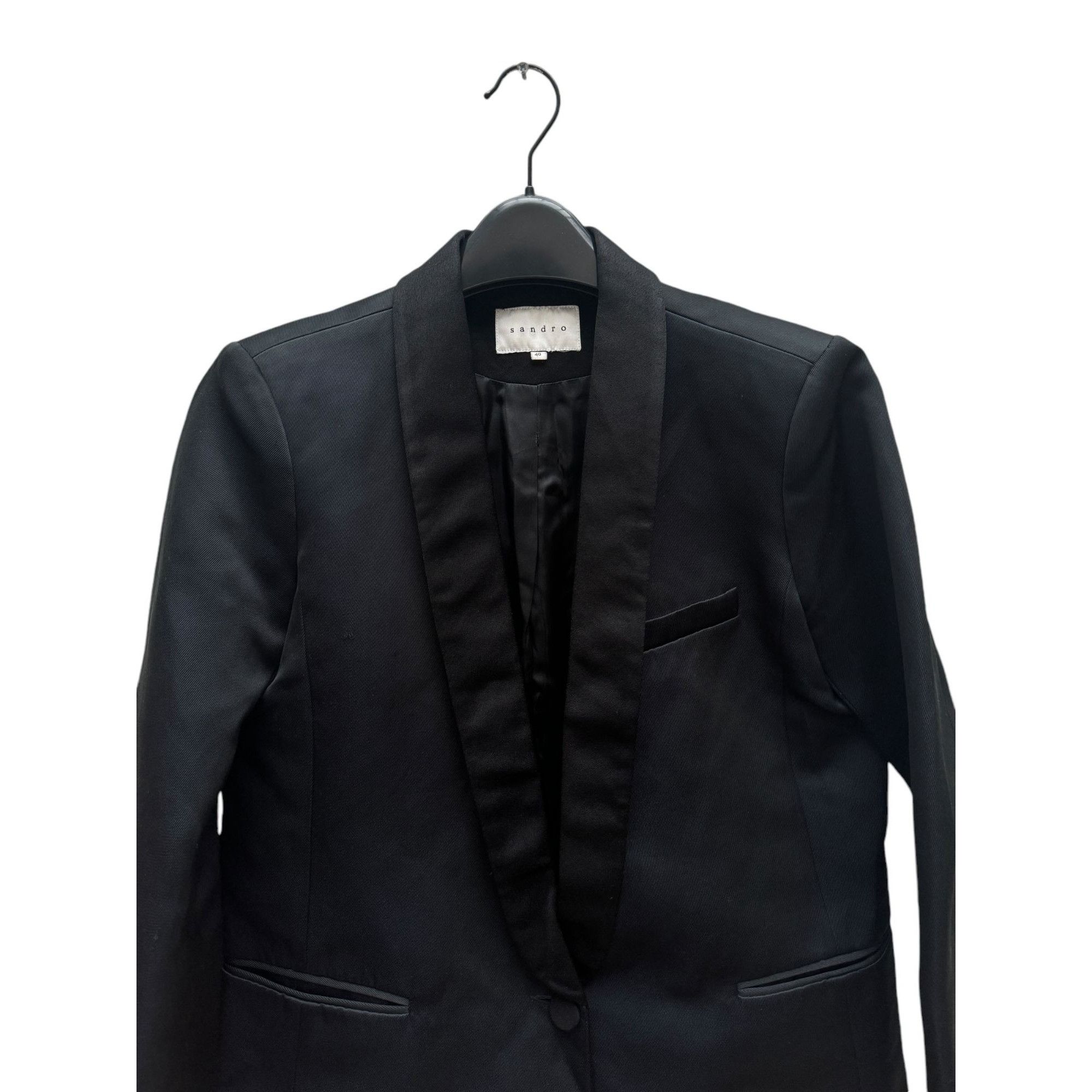 Sandro Black Tuxedo Blazer Jacket Size M / US 6-8 / IT 42-44 - 2 Thumbnail