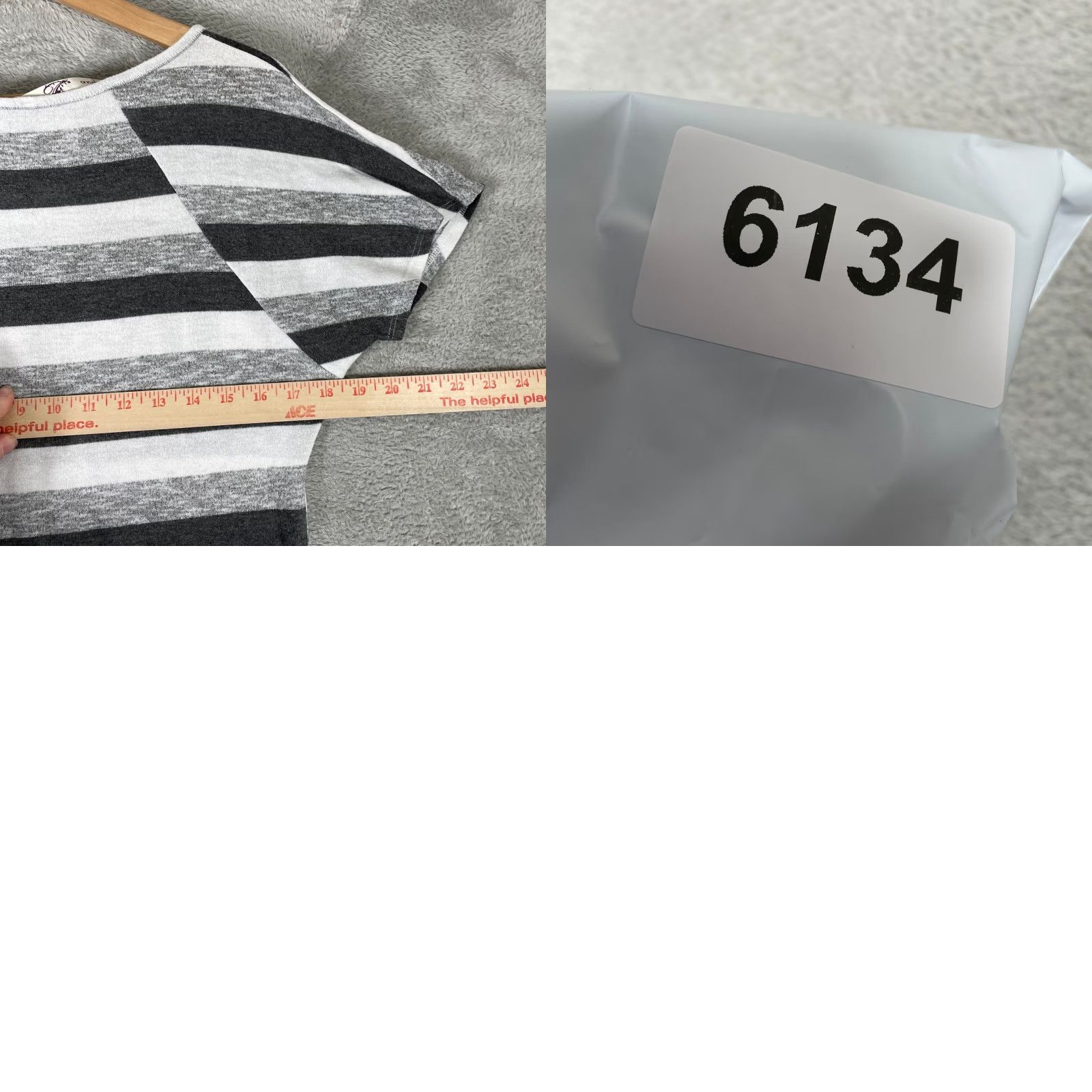 Vintage Andrea Missy Shirt Womens Large Gray Striped Floral Glitter Y2K Top Mcbling Size L / US 10 / IT 46 - 8 Thumbnail