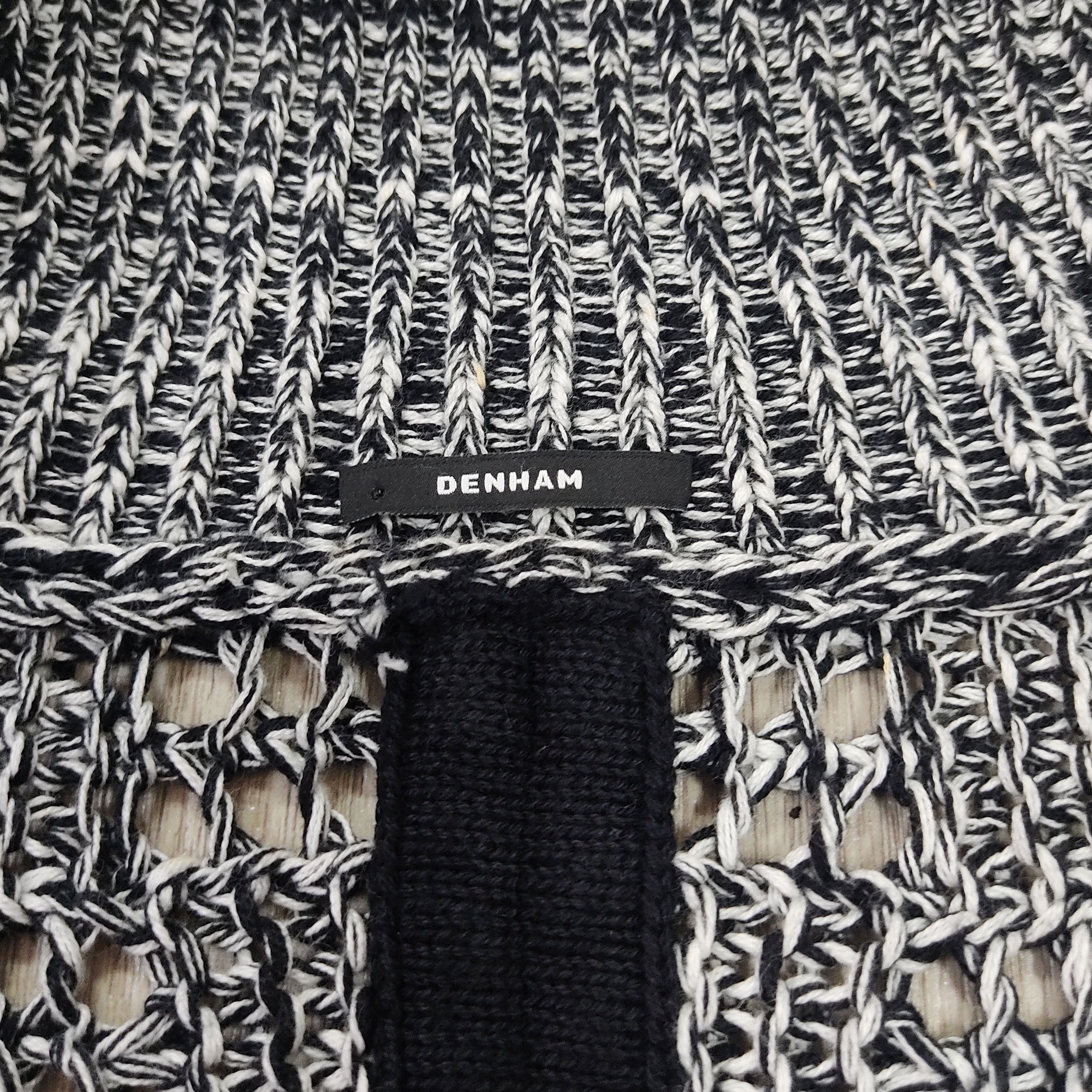 DENHAM DENHAM Black & White Grunge-look Knit Pattern Open Cardigan Size US XS / EU 42 / 0 - 7 Thumbnail