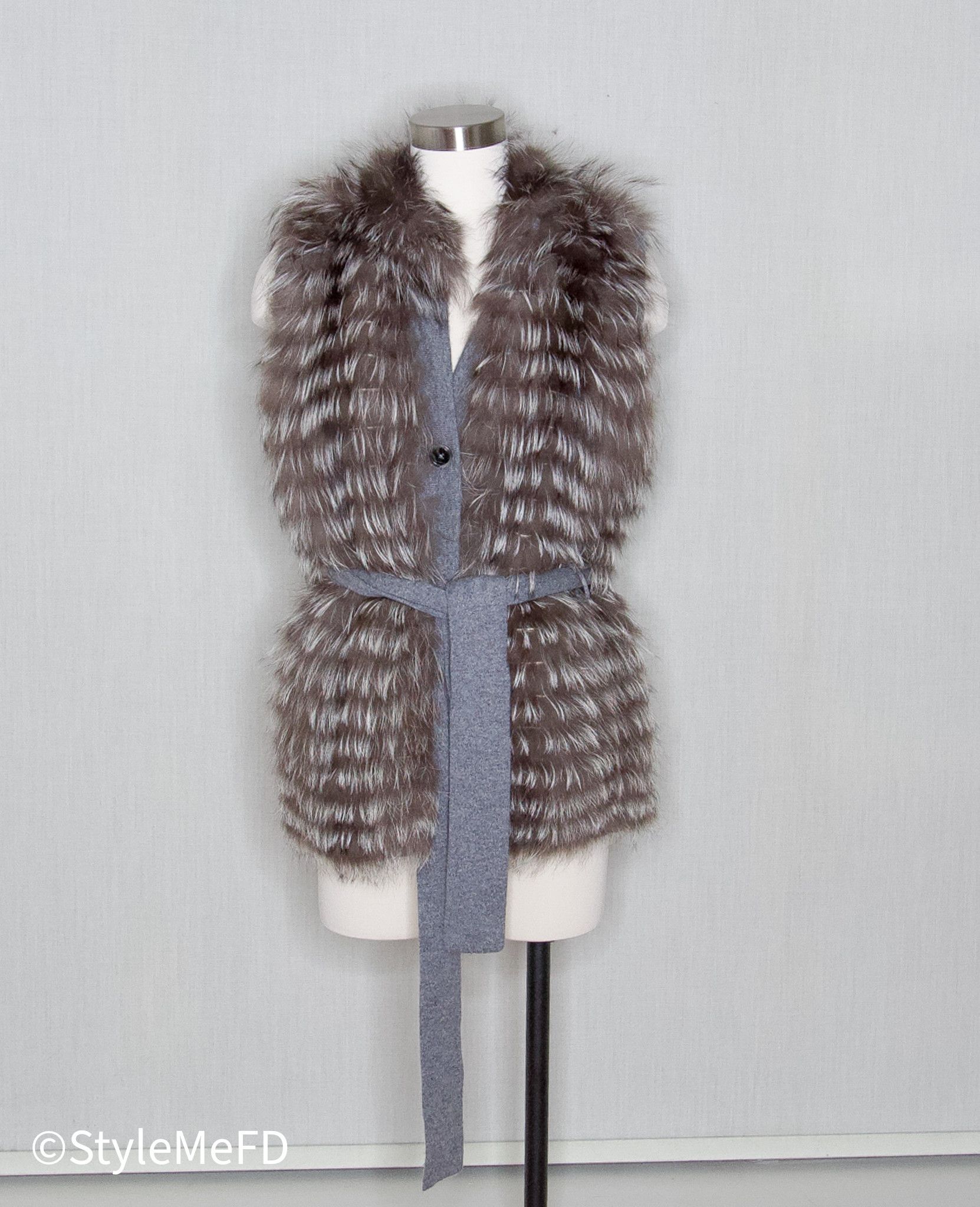 Vintage VINTAGE RENA LANGE Reversible Cashmere & Fur Vest Size L / US 10 / IT 46 - 1 Thumbnail
