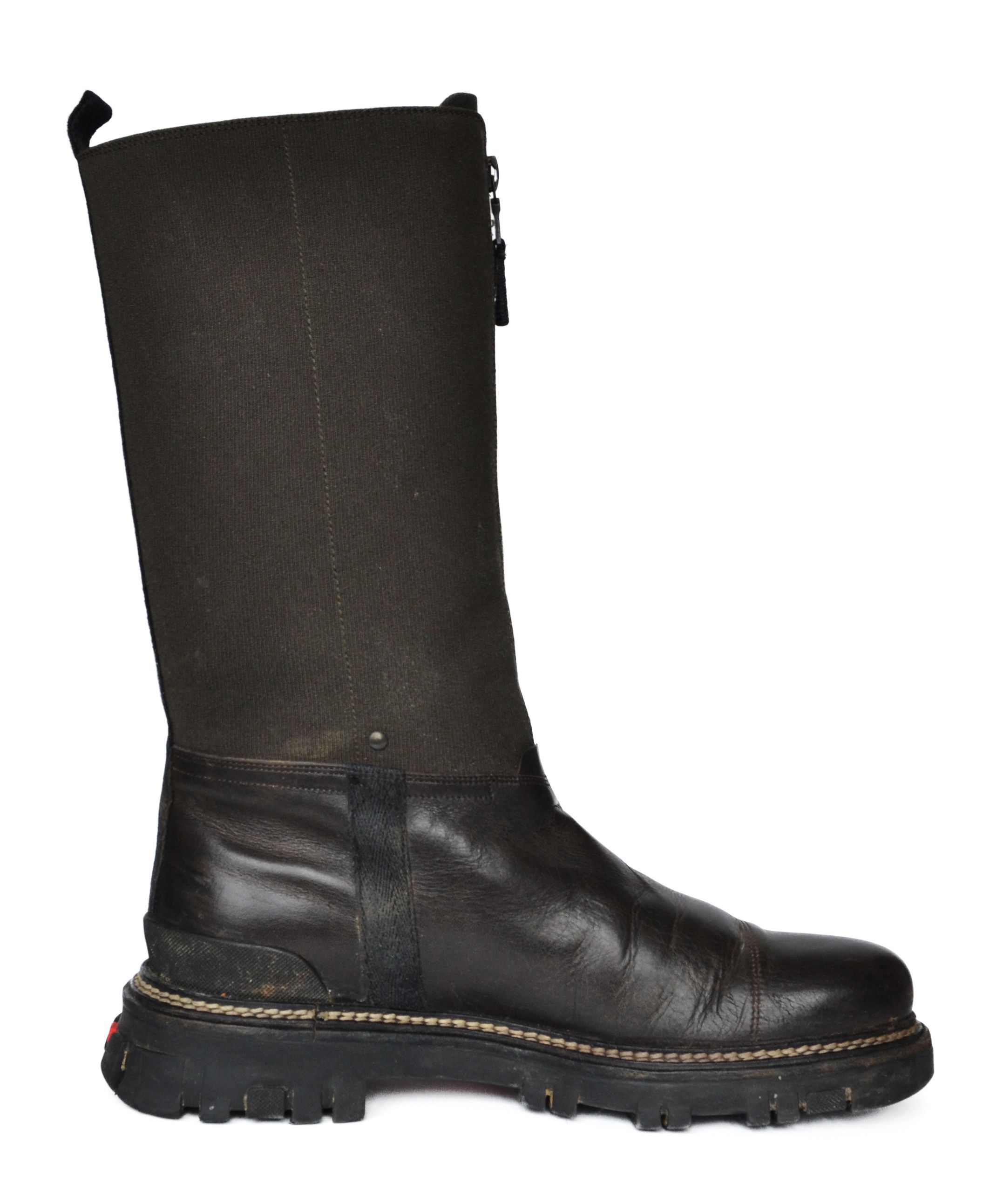 Prada 🔴 PRADA Boots Vintage Leather Tall Brown Khaki Front Zip Size US 10 / IT 40 - 8 Thumbnail