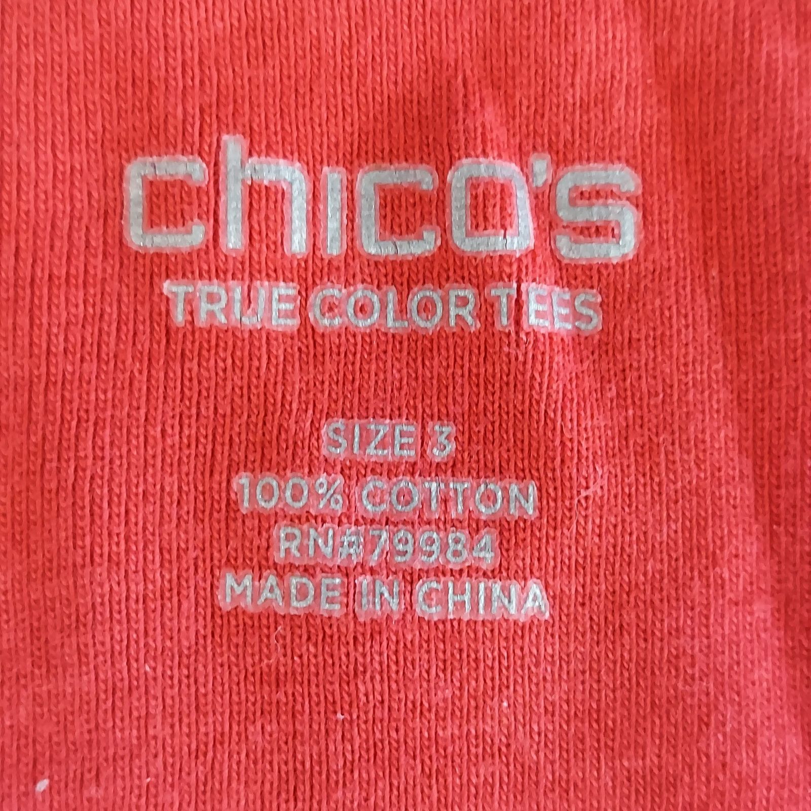 Chicos Chico's Shirt Women's Size XL Red V-Neck Short Sleeve Tee Size XL / US 12-14 / IT 48-50 - 3 Thumbnail