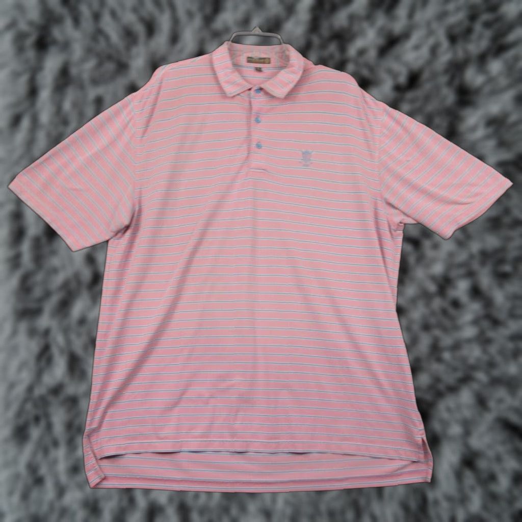 Peter Millar Peter Millar Summer Comfort Polo Shirt XL Pink Stripe Golf Short Sleeve Shirt Mens Size US XL / EU 56 / 4 - 1 Thumbnail