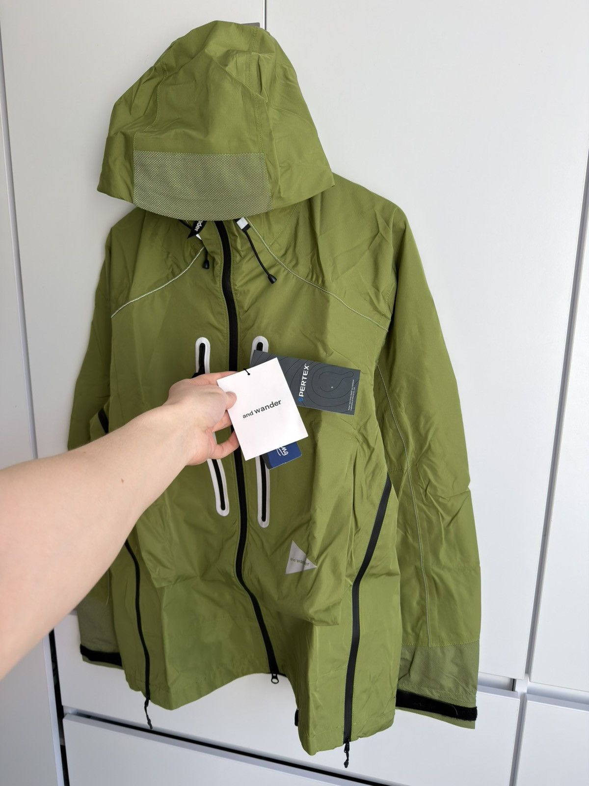 And Wander And Wander Pertex Hooded Jacket Olive Green Technical Shell Size US L / EU 52-54 / 3 - 3 Thumbnail