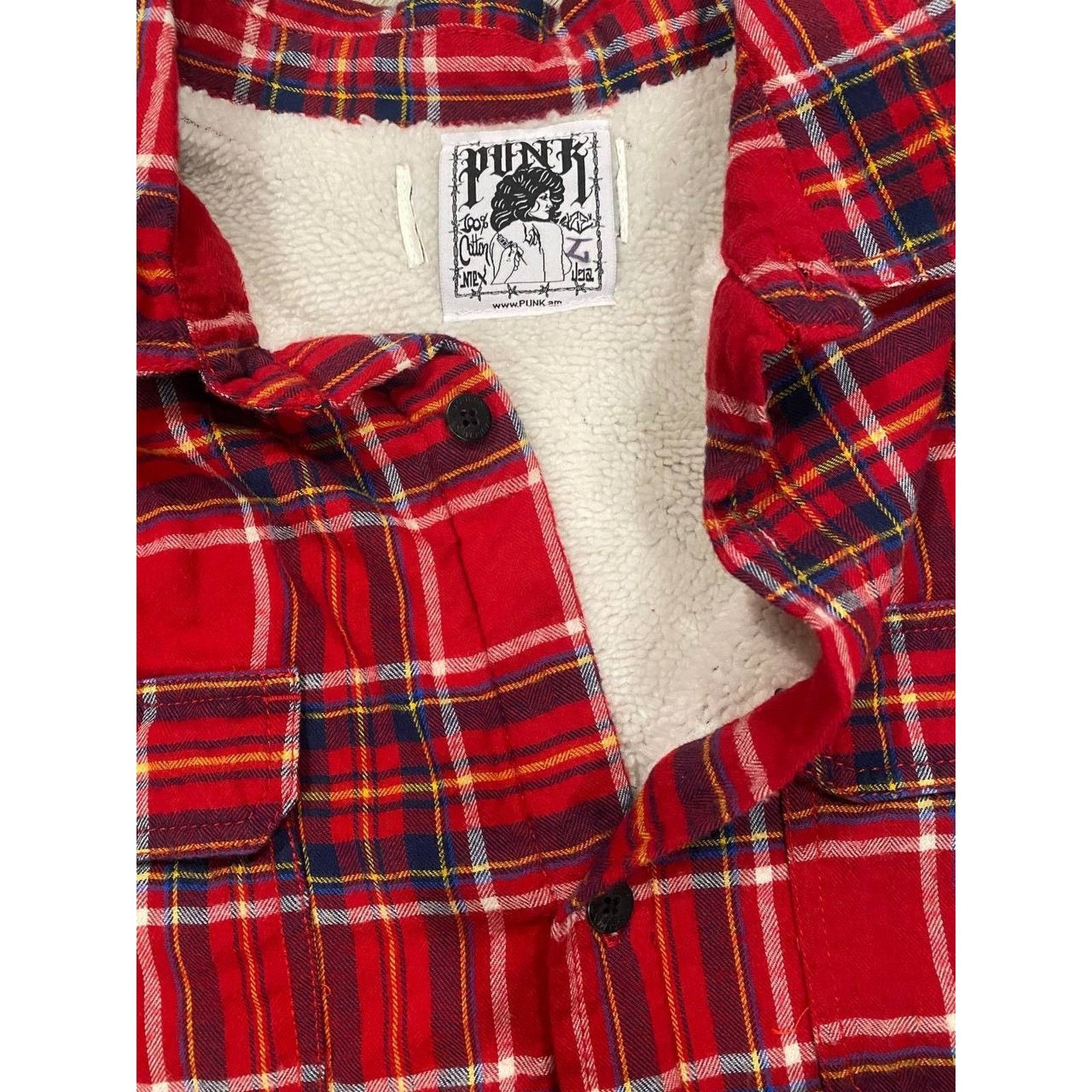Other PUNK LA Anarchy Red Flannel Field Sherpa Lined Jacket sz L Size US L / EU 52-54 / 3 - 7 Thumbnail