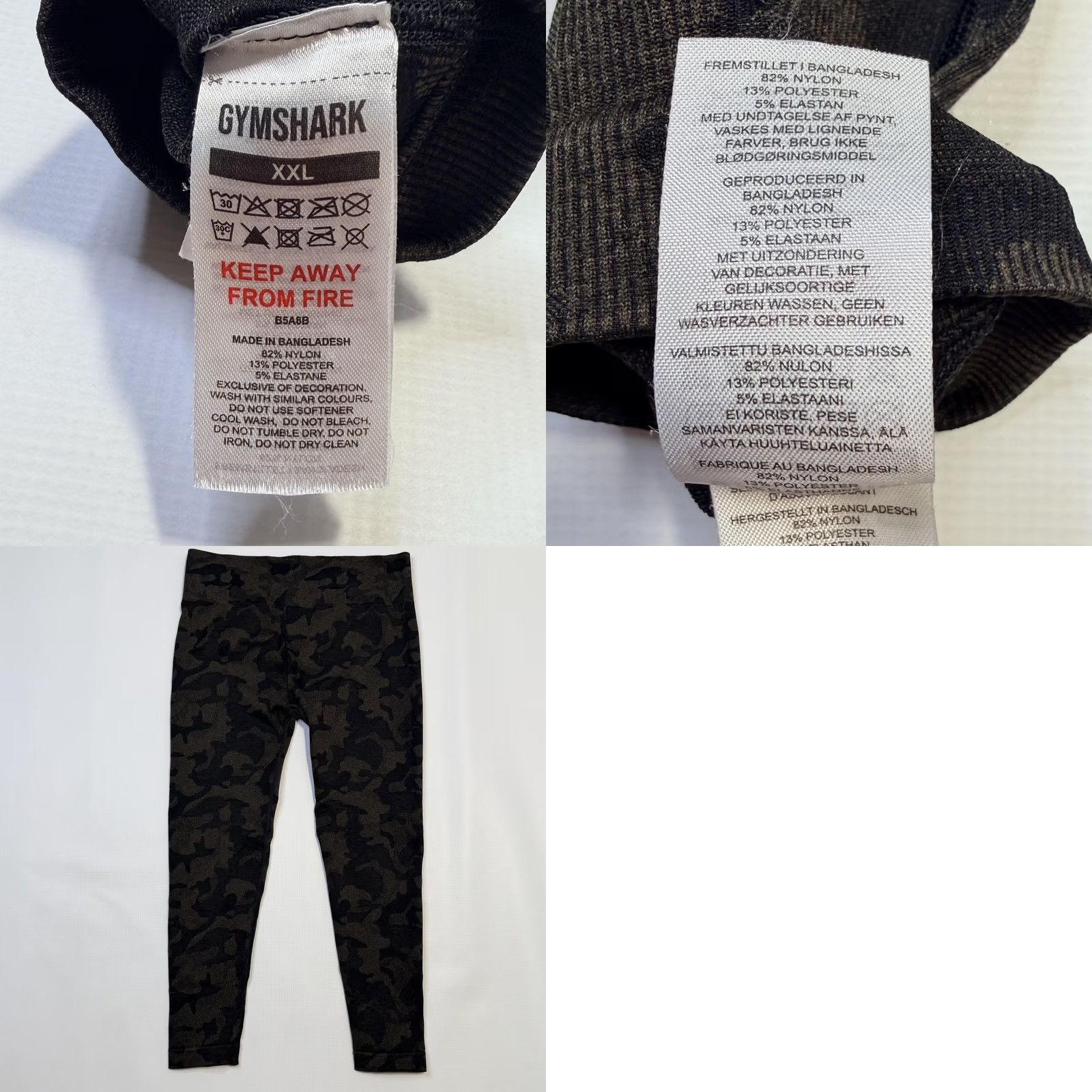 Gymshark VINTAGE Gymshark Leggings Womens XXL Black Camo Seamless High Waist Ankle Gym Yoga NEW Size 40" / US 18 - 8 Thumbnail