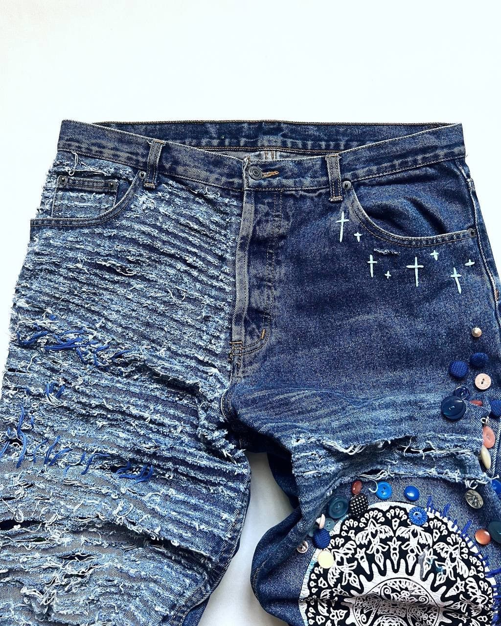 Handmade MILF HUNTER custom distressed jeans Size US 32 / EU 48 - 4 Thumbnail