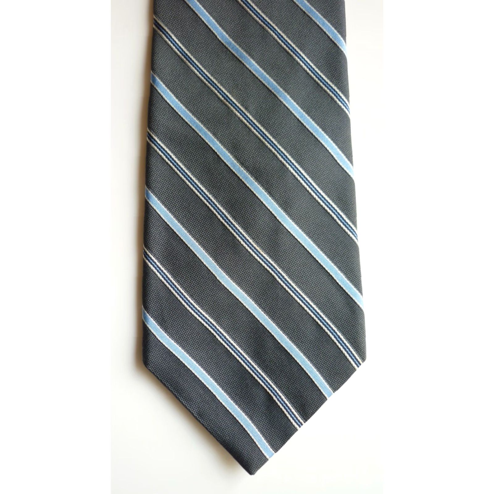 Brooks Brothers VINTAGE Brooks Brothers Makers Tie Woven in Italy Made in USA Men’s Stripes Gray and Blue 59.5" 3.5" Length Width Silk Cotton Designer Pre-owned Mens Size ONE SIZE - 4 Thumbnail
