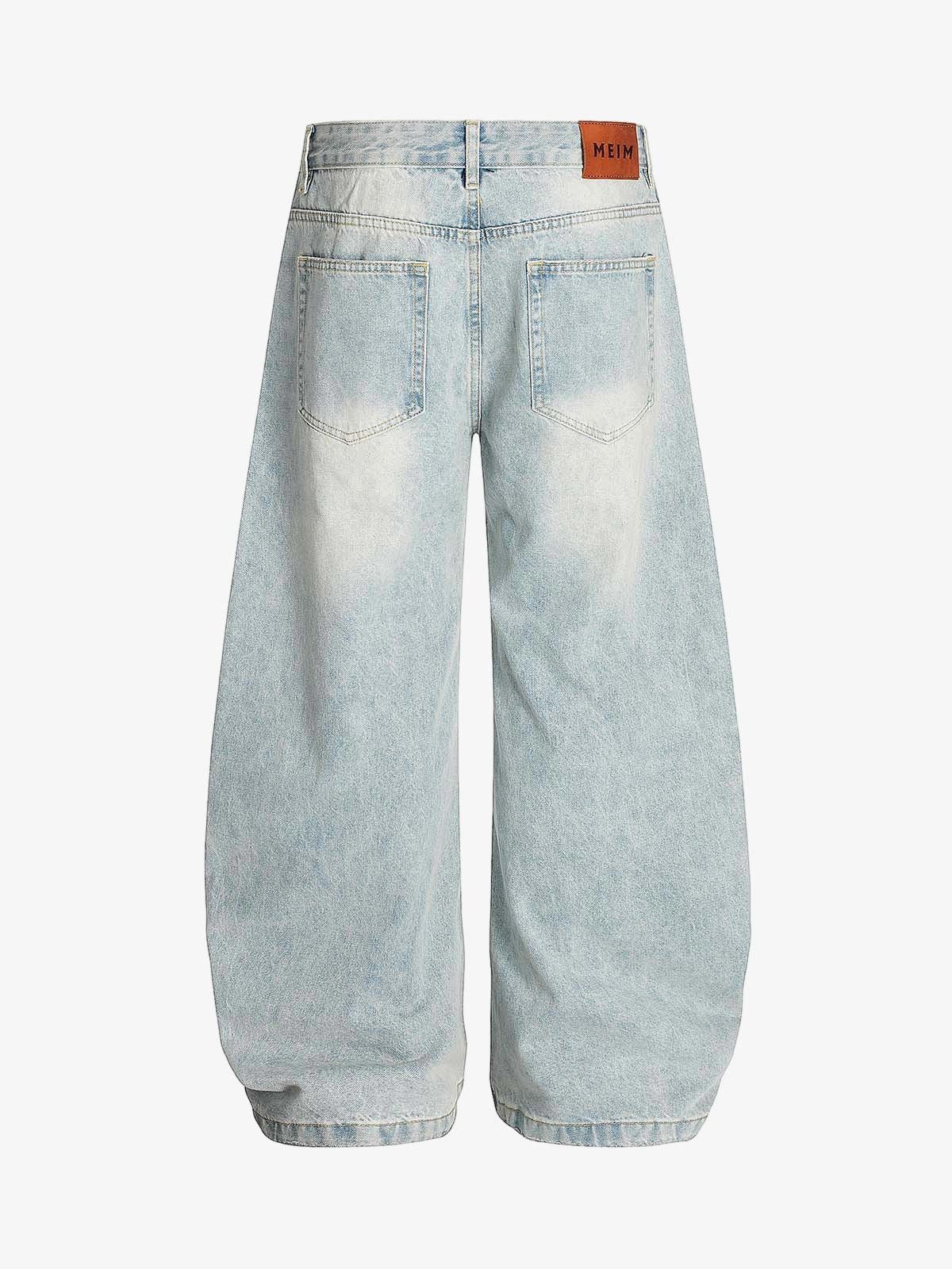 Jean Washed Distressed Barrel Jeans Size US 32 / EU 48 - 3 Thumbnail