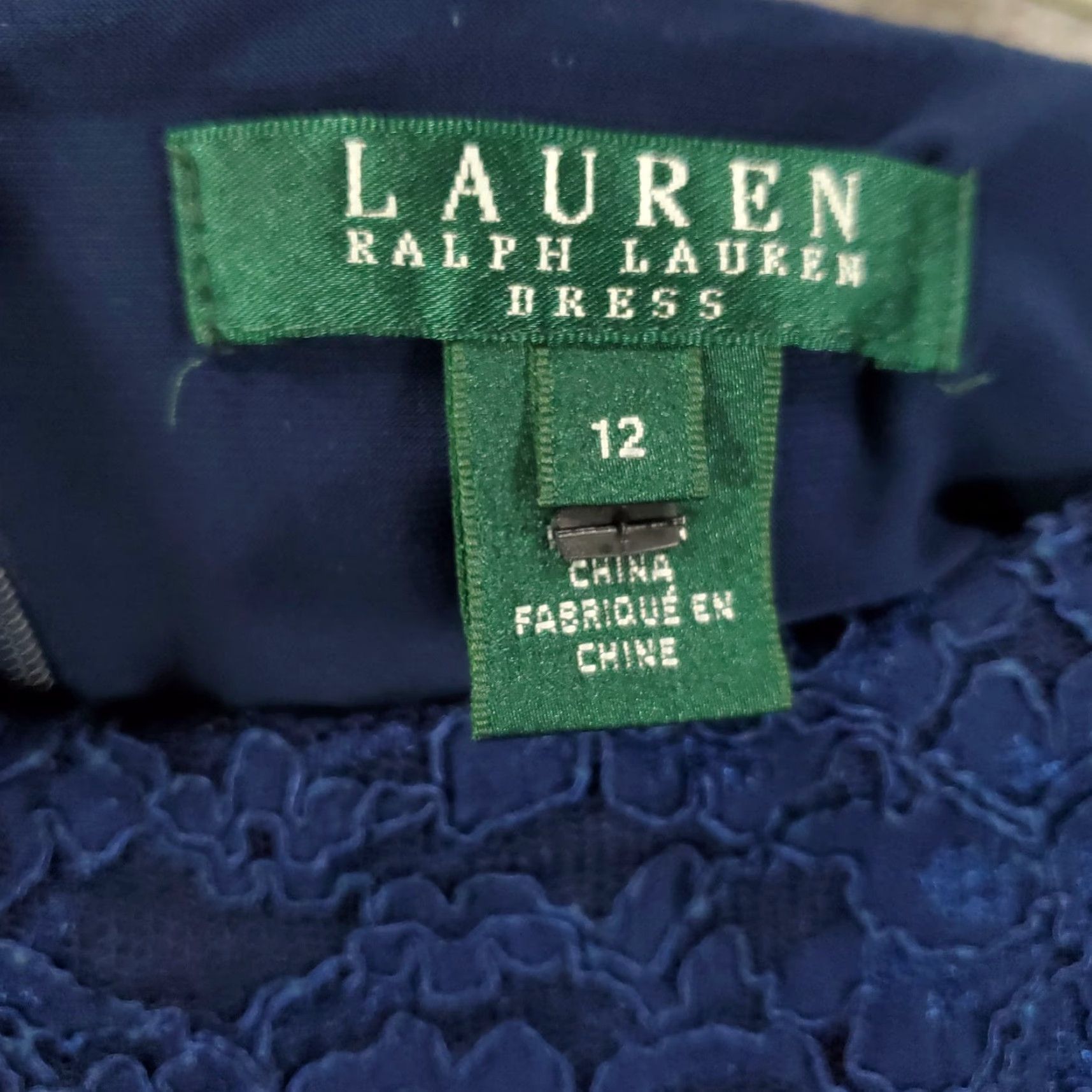 Ralph Lauren Ralph Lauren Dress Womens 10 Blue Embroider Floral Lace Knit Lined Zip Back Sleeveless Cap Sleeve Knee Length Vintage No Size L / US 10 / IT 46 - 5 Thumbnail