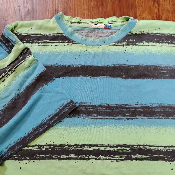 Other Vintage 90s Big Kanaka Island Gear Striped Neon T-Shirt Size US XXL / EU 58 / 5 - 1 Thumbnail