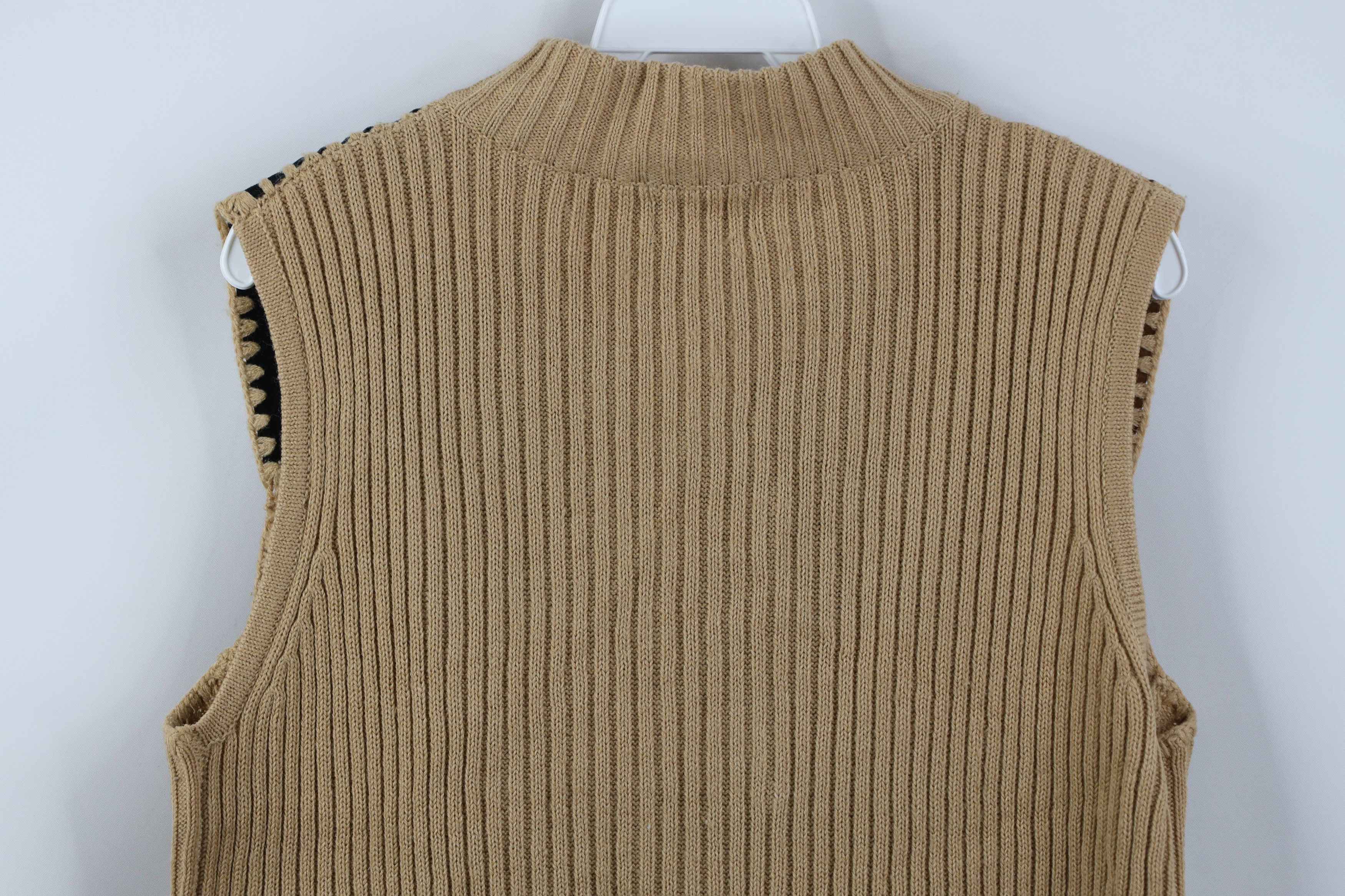 Vintage Vintage 90s Streetwear Patchwork Knit Sweater Vest Jacket Size L / US 10 / IT 46 - 10 Thumbnail
