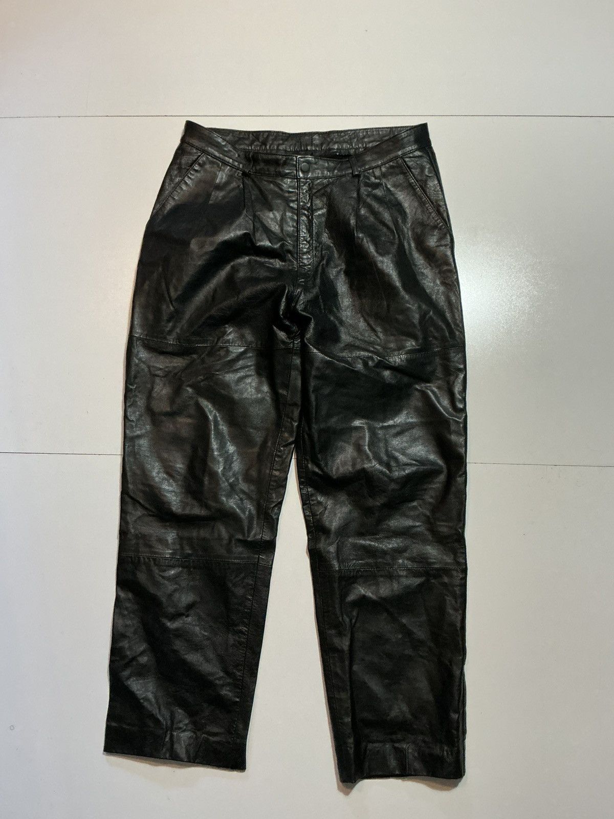 Vintage 90s Vilanto New York Black Leather Motorcycle Pants