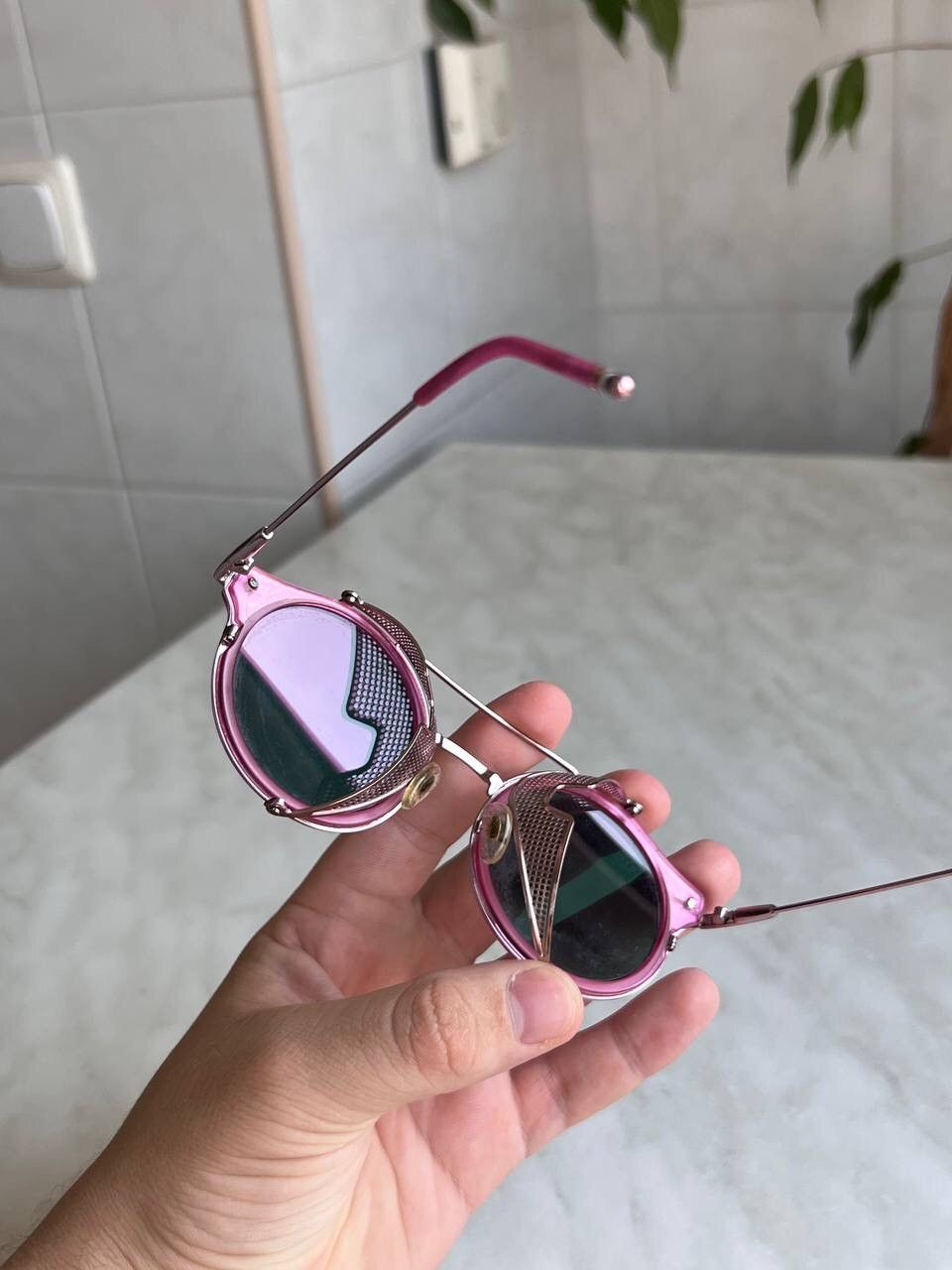 Japanese Brand × Vintage Vintage Mad Max Style 2000s Metal Pink Y2K Rock Sunglasses Size ONE SIZE - 3 Thumbnail