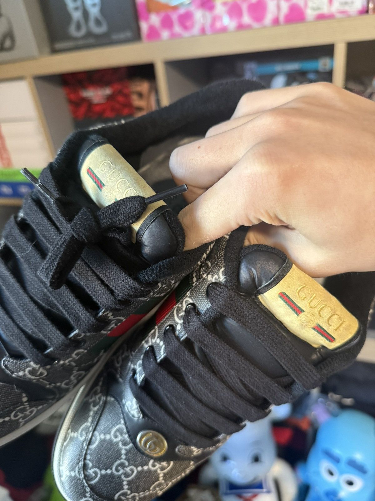 Gucci Gucci Black/Grey Monogram Screen Sneakers Size US 9 / EU 42 - 4 Thumbnail