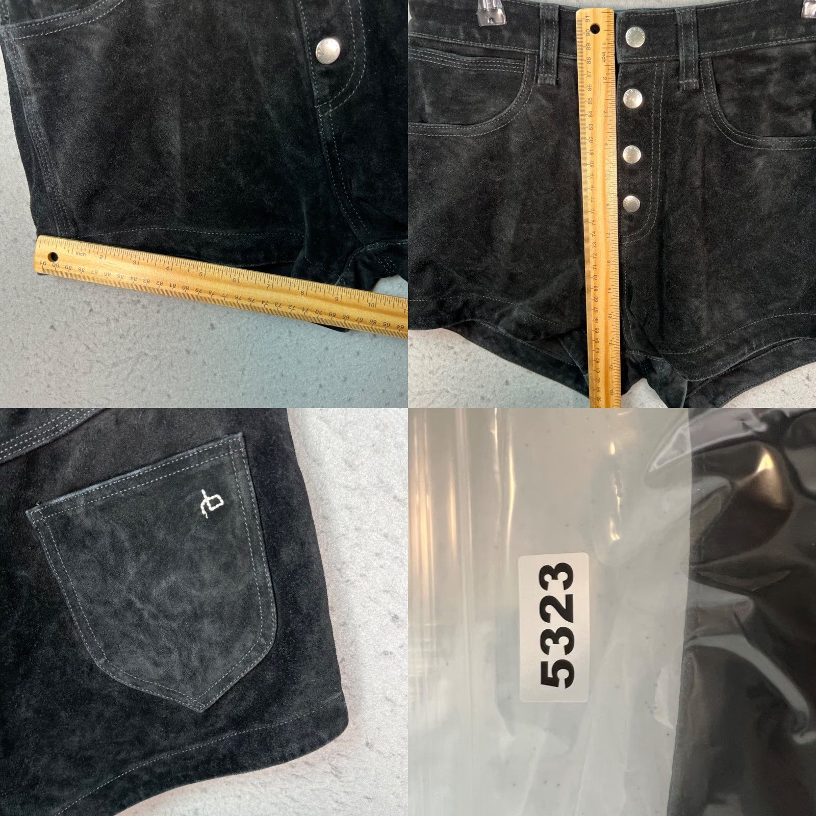 Rag & Bone Rag & Bone Womens Bermuda Shorts 25 Black Suede Leather High Waist Button Fly Denim 5-Pocket Womens Mens? Size 42" / US 20 - 8 Thumbnail