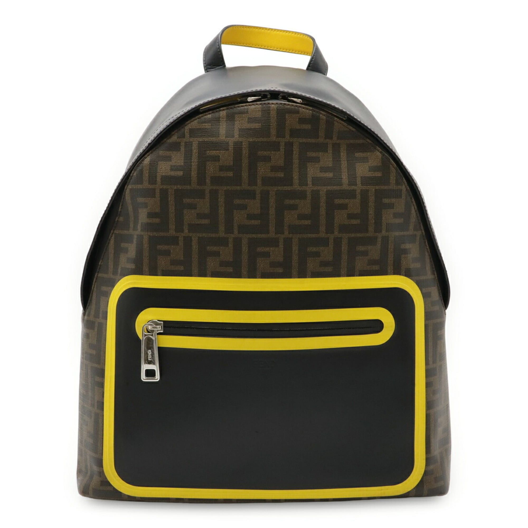 FENDI Zucchino Backpack Greige Black PVC Leather Women\'s Fendi Zucca Brown Pvc Leather Backpack (Pre-Owned) main image 3