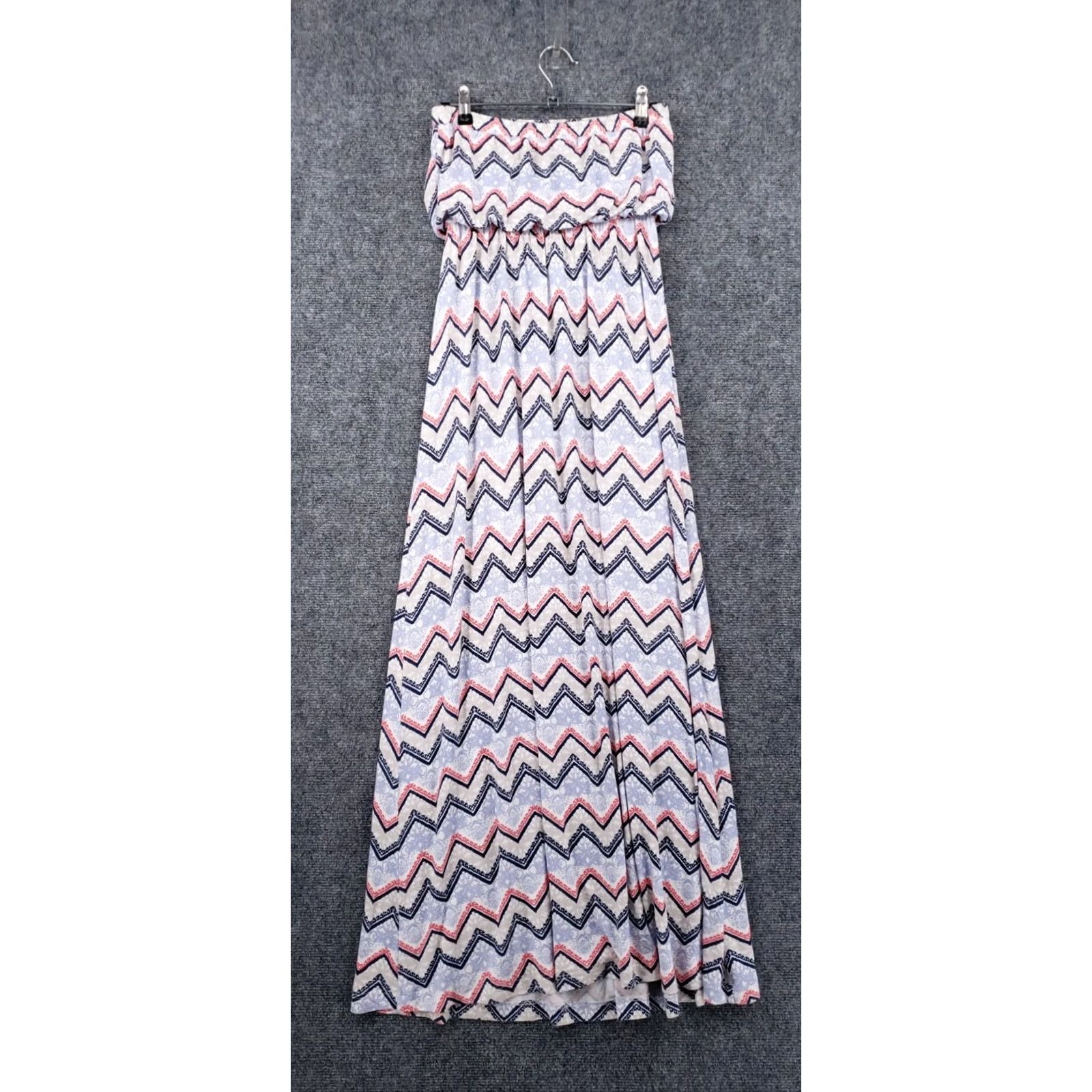 Vintage The Impeccable Pig Dress Womens XS White Maxi Strapless Flowy Boho Chevron Long Size XS / US 0-2 / IT 36-38 - 2 Thumbnail